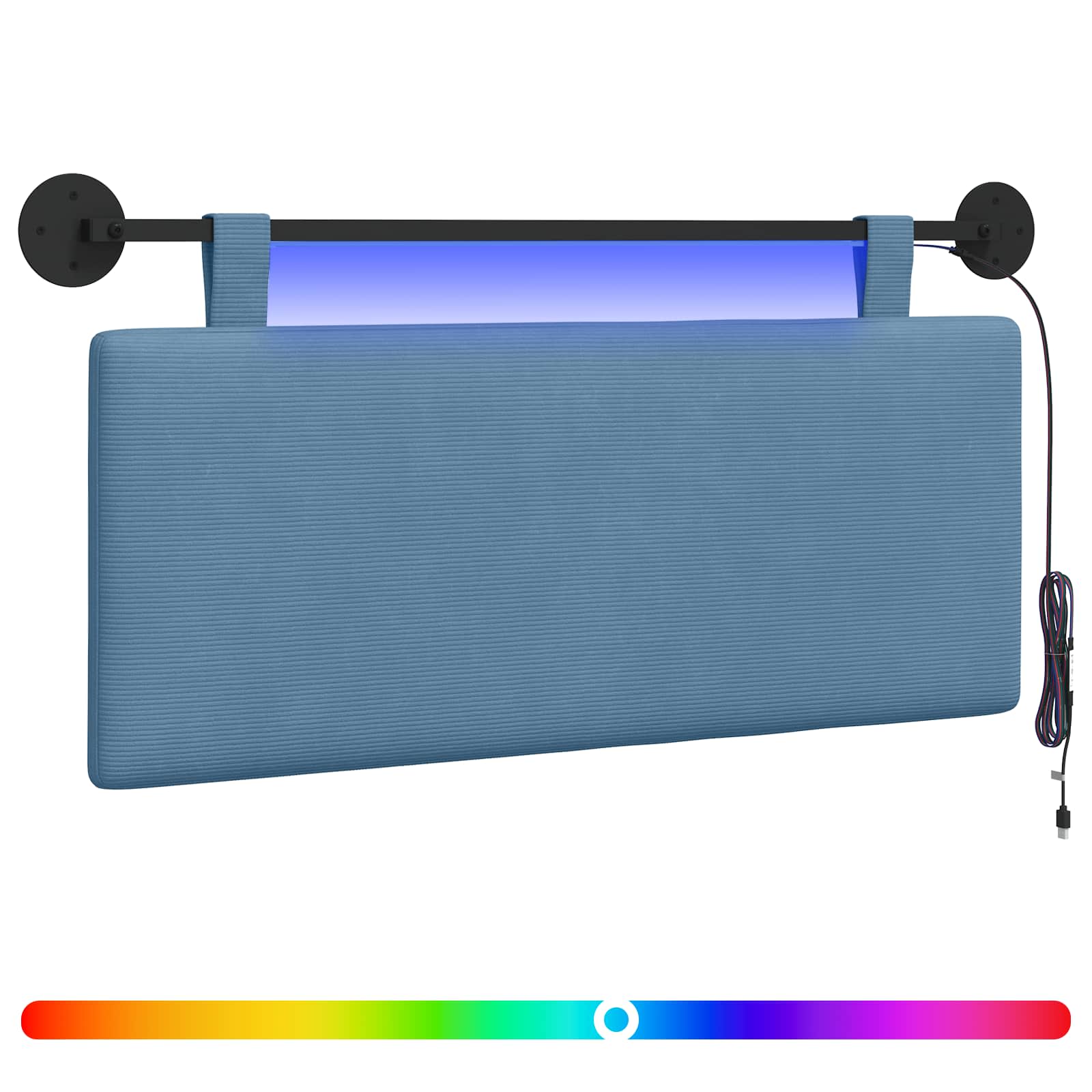 Tête de lit suspendue Bleu Tissu en velours côtelé - XIOS