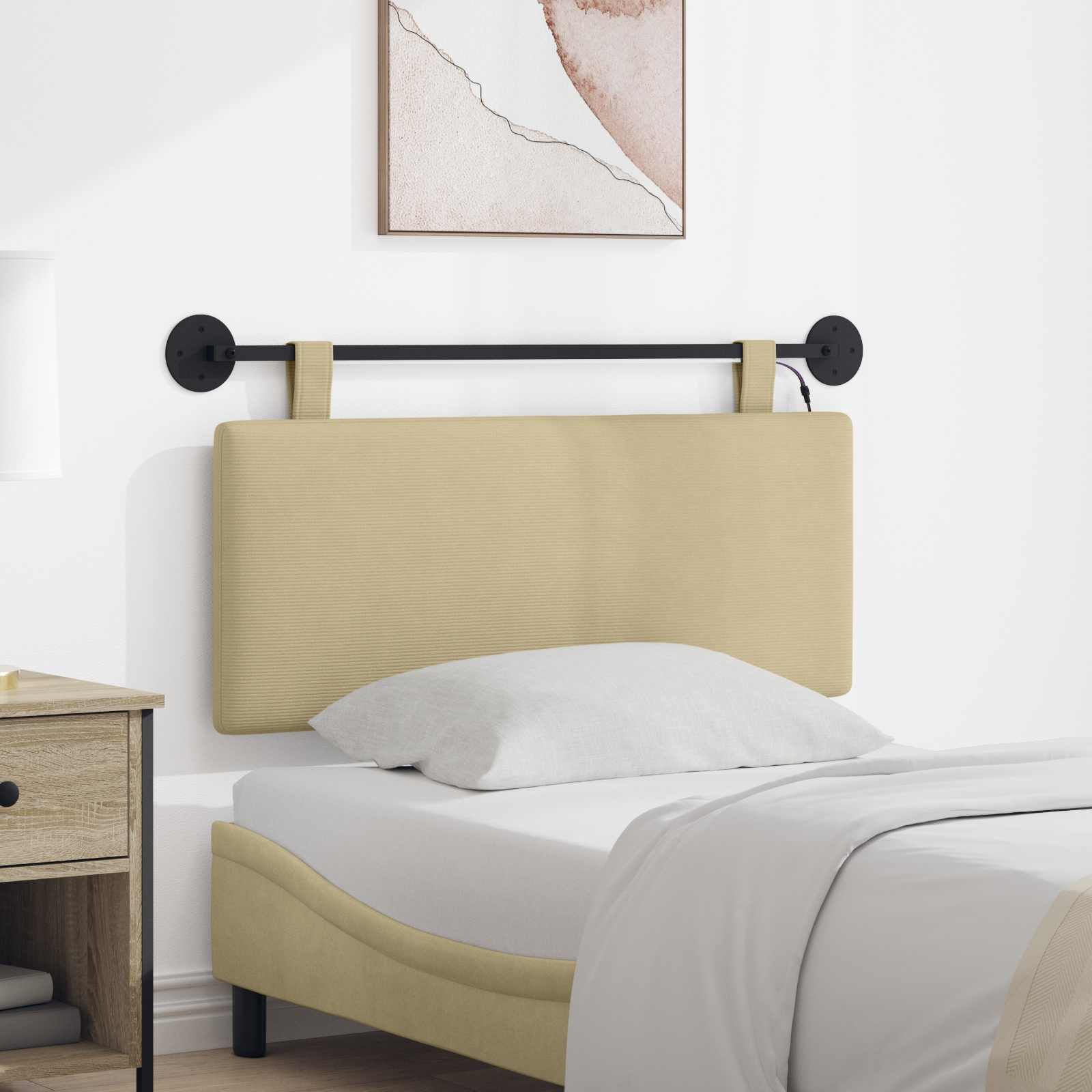 Tête de lit suspendue Gris Vert Clair Tissu en velours côtelé - XIOS