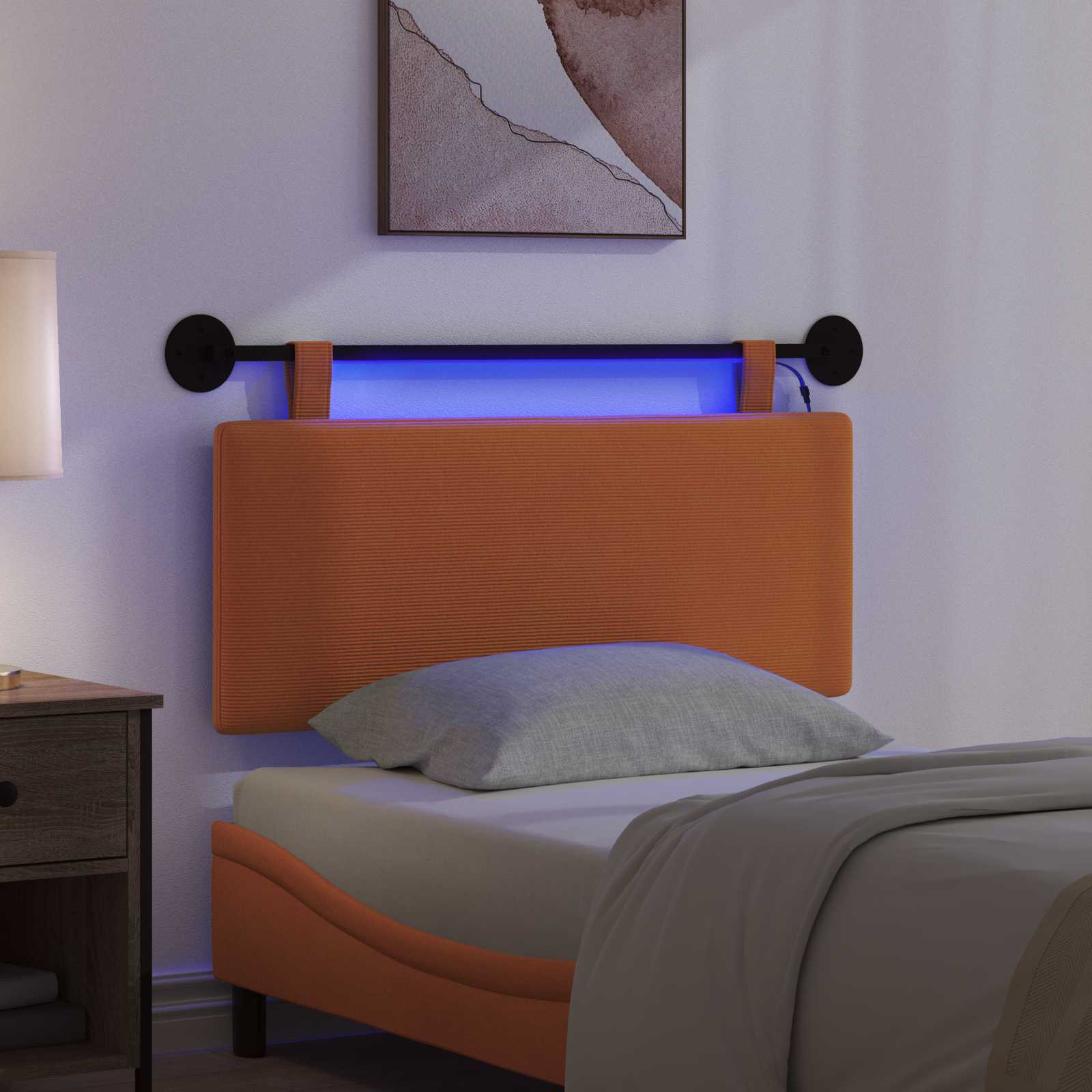Tête de lit suspendue Orange Tissu en velours côtelé - XIOS
