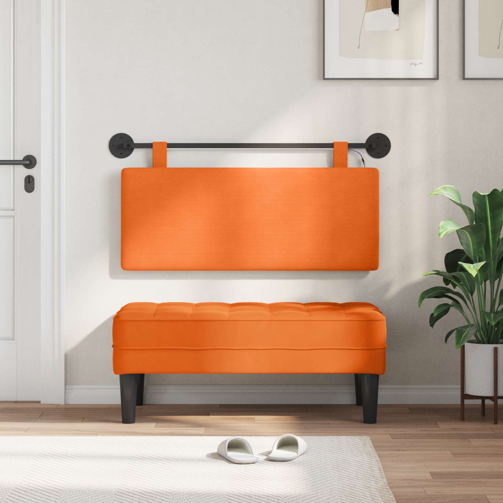 Tête de lit suspendue Orange Tissu en velours côtelé - XIOS