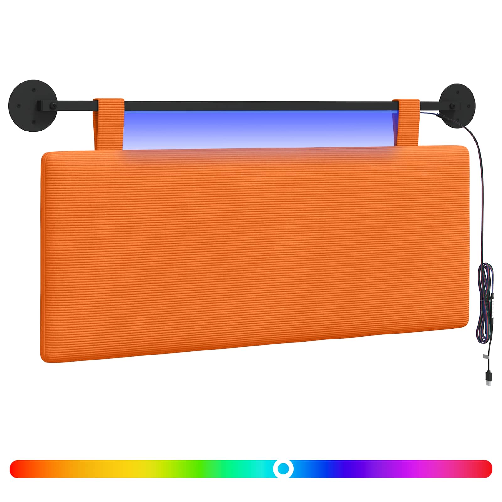 Tête de lit suspendue Orange Tissu en velours côtelé - XIOS