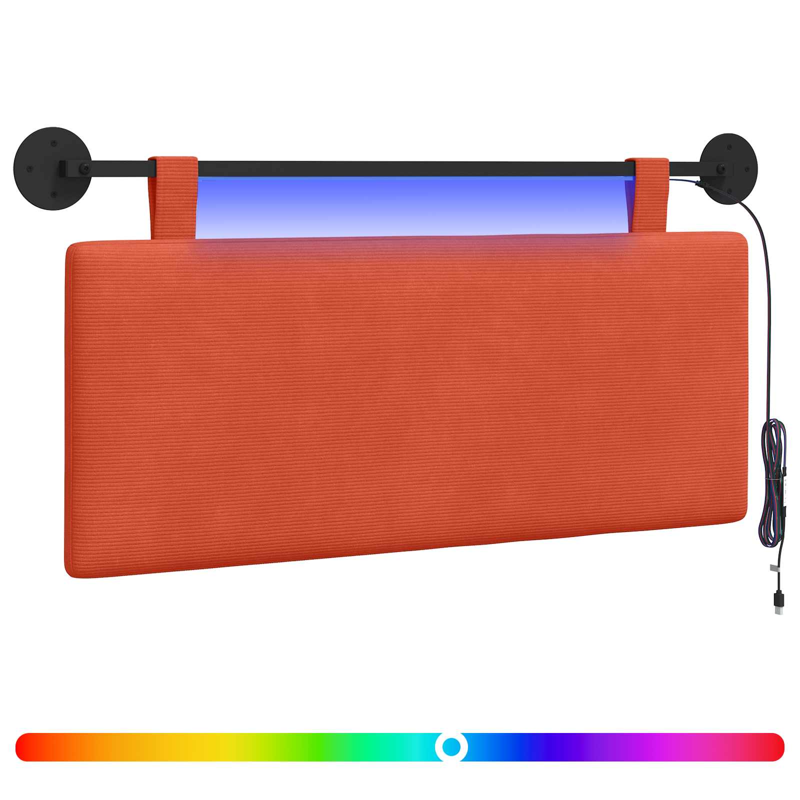 Tête de lit suspendue Rouge orange Tissu en velours côtelé - XIOS