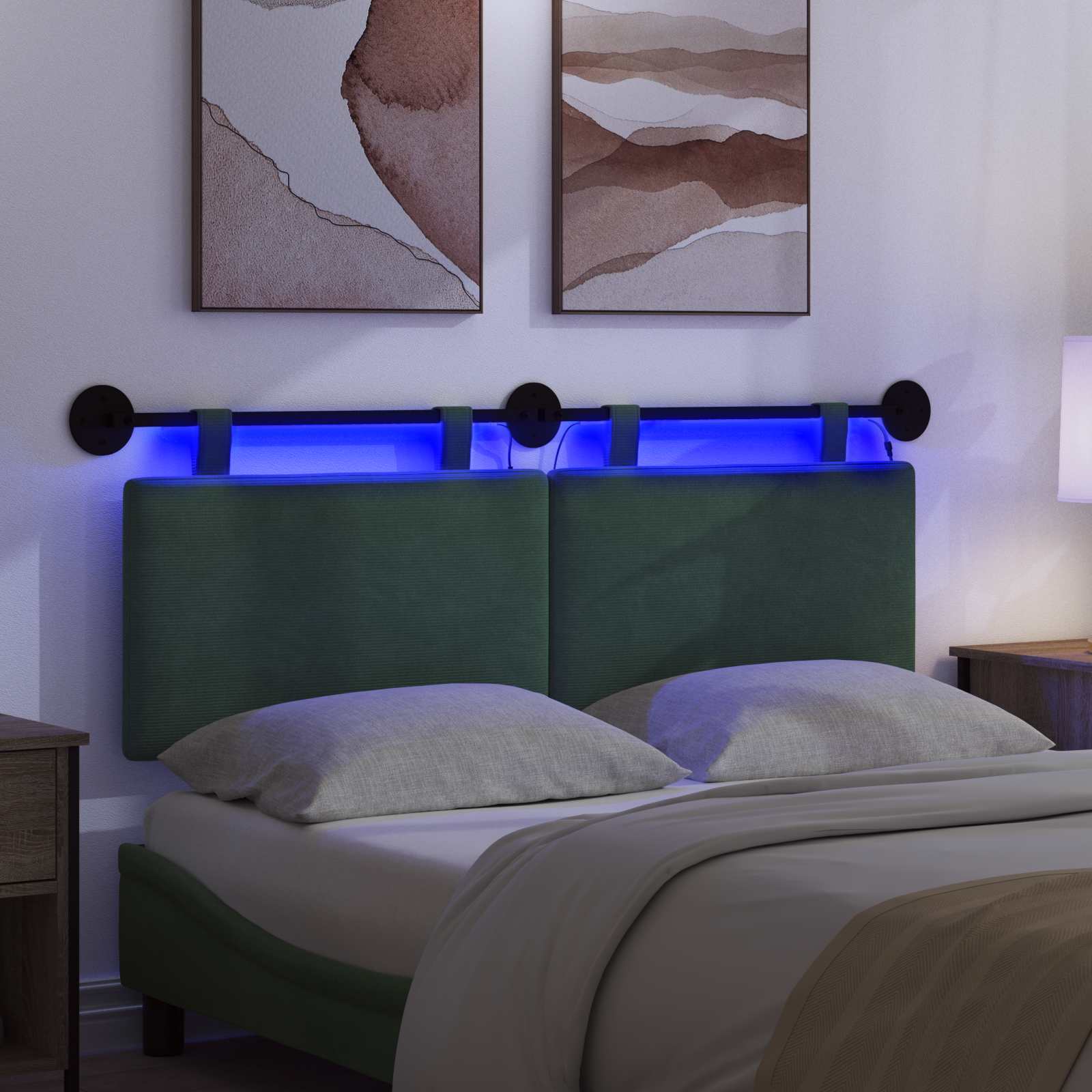 Tête de lit suspendue Vert Jungle Tissu en velours côtelé - XIOS