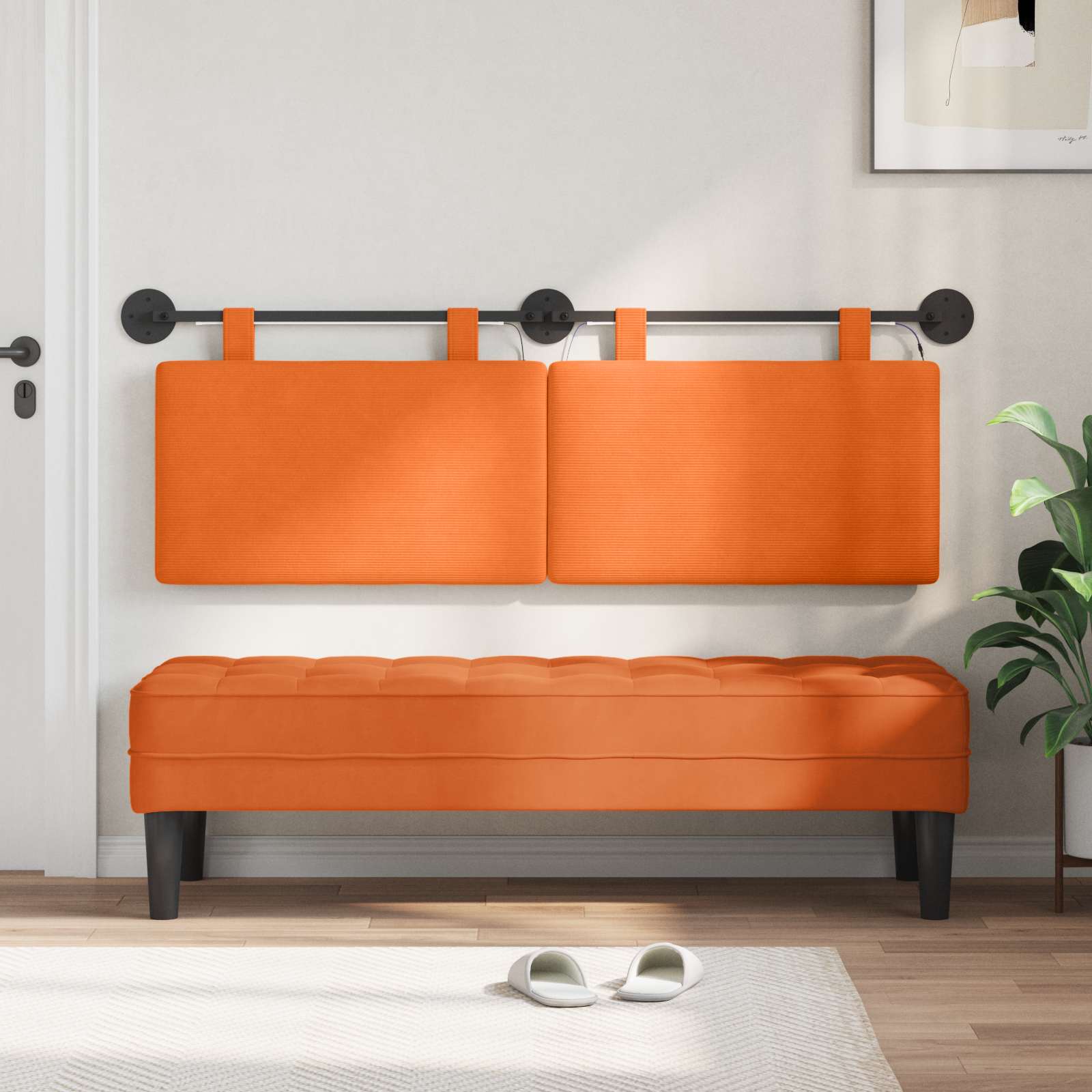 Tête de lit suspendue Orange Tissu en velours côtelé - XIOS