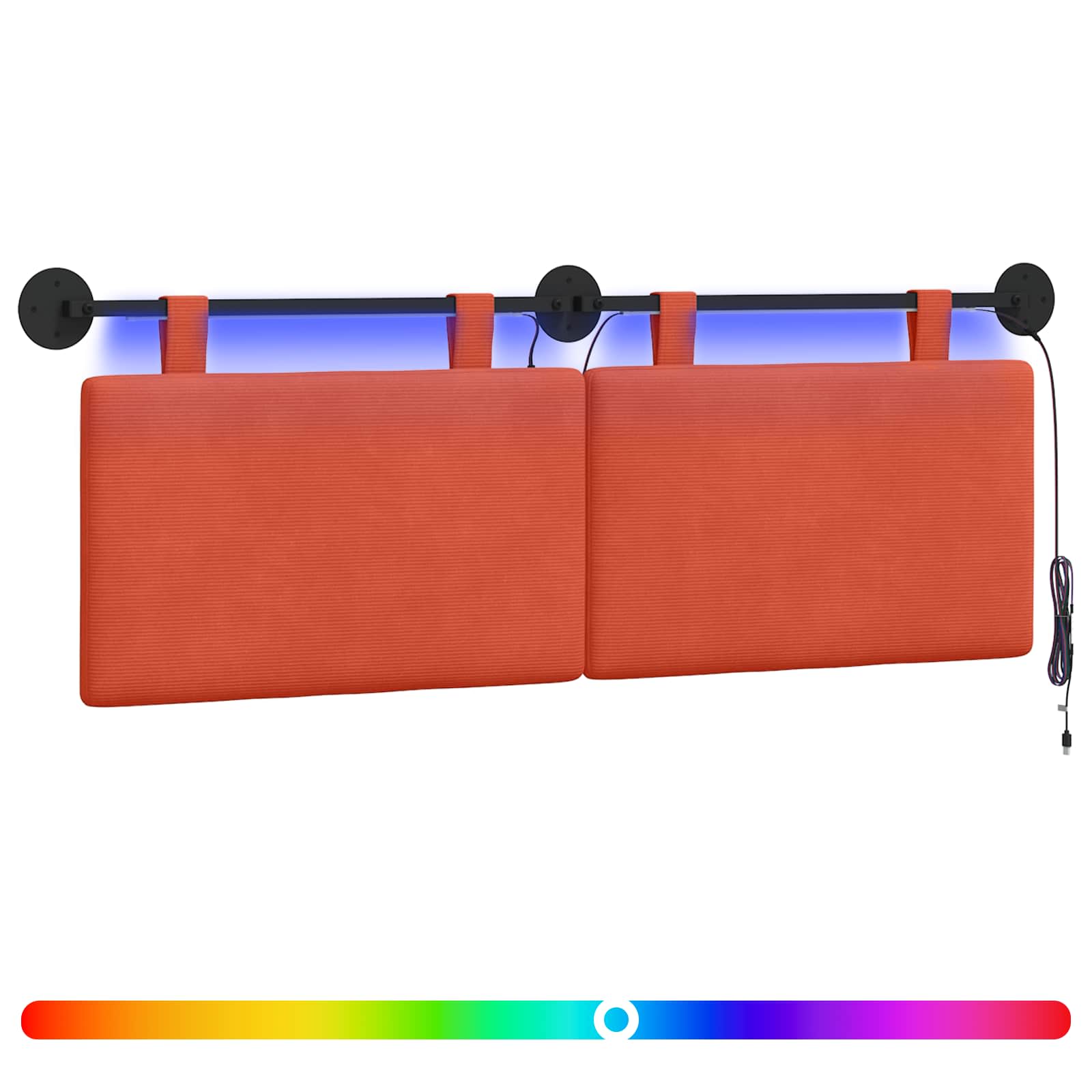 Tête de lit suspendue Rouge orange Tissu en velours côtelé - XIOS