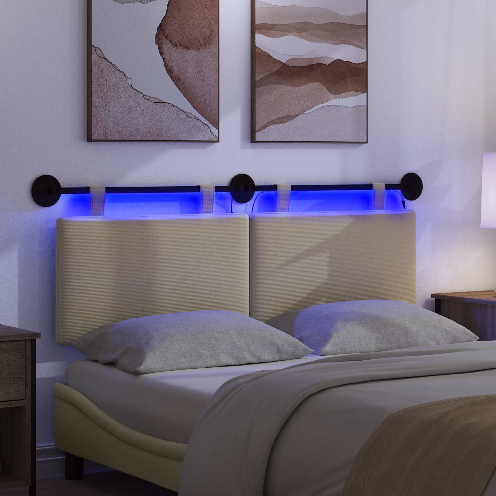 Tête de lit suspendue Gris Vert Clair Tissu en velours côtelé - XIOS