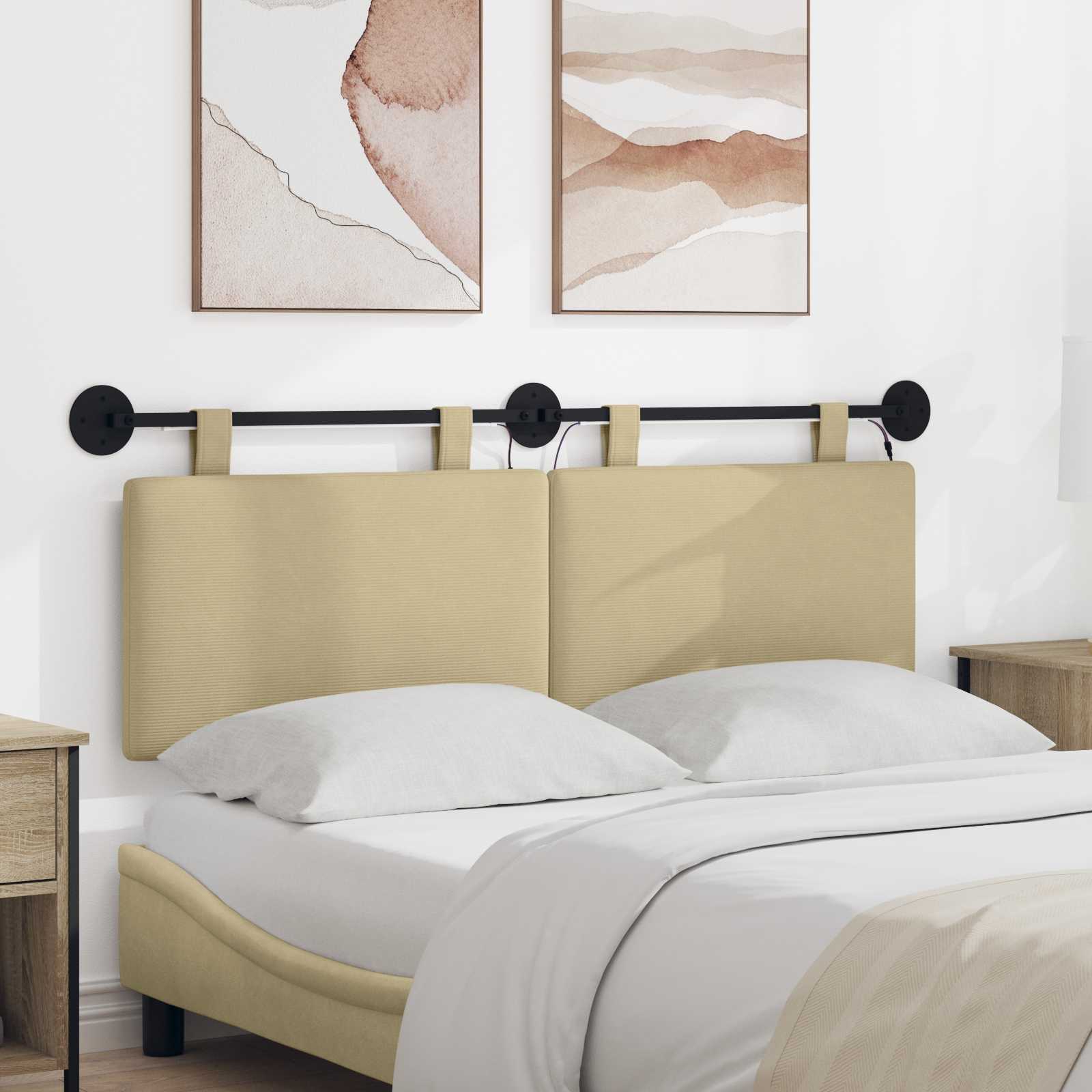 Tête de lit suspendue Gris Vert Clair Tissu en velours côtelé - XIOS