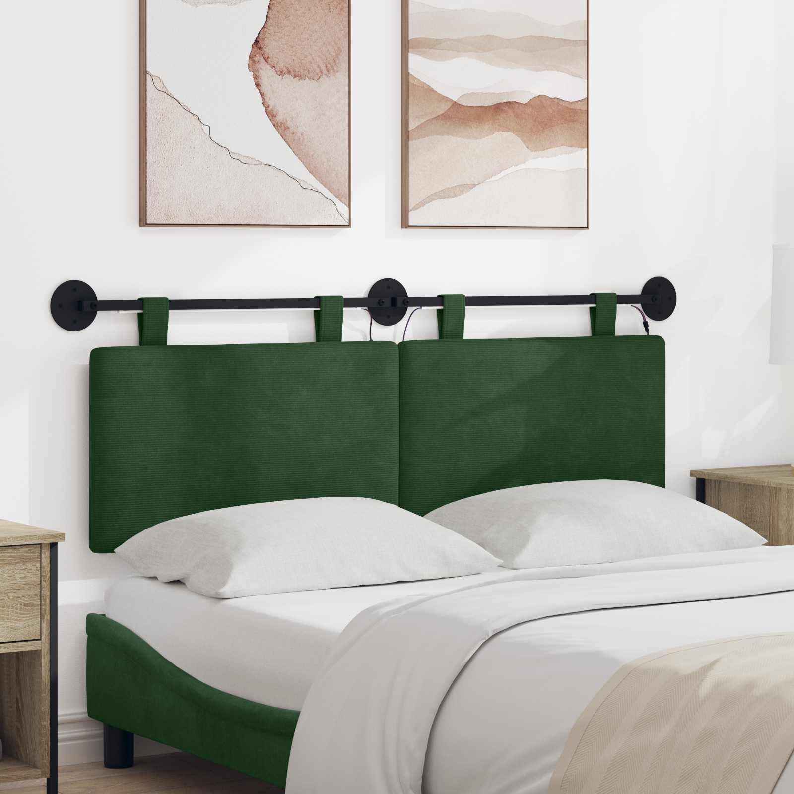 Tête de lit suspendue Vert Jungle Tissu en velours côtelé - XIOS
