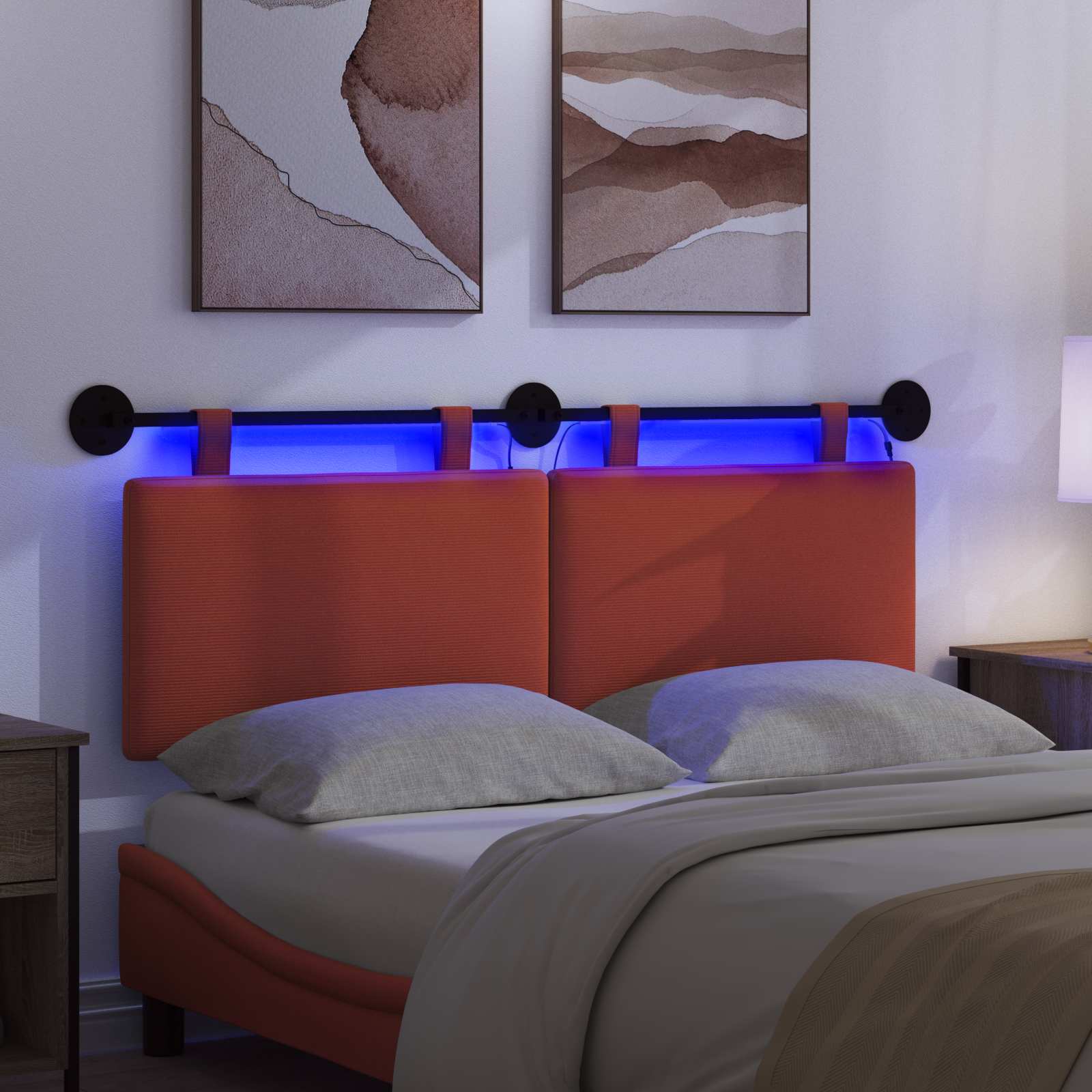 Tête de lit suspendue Rouge orange Tissu en velours côtelé - XIOS
