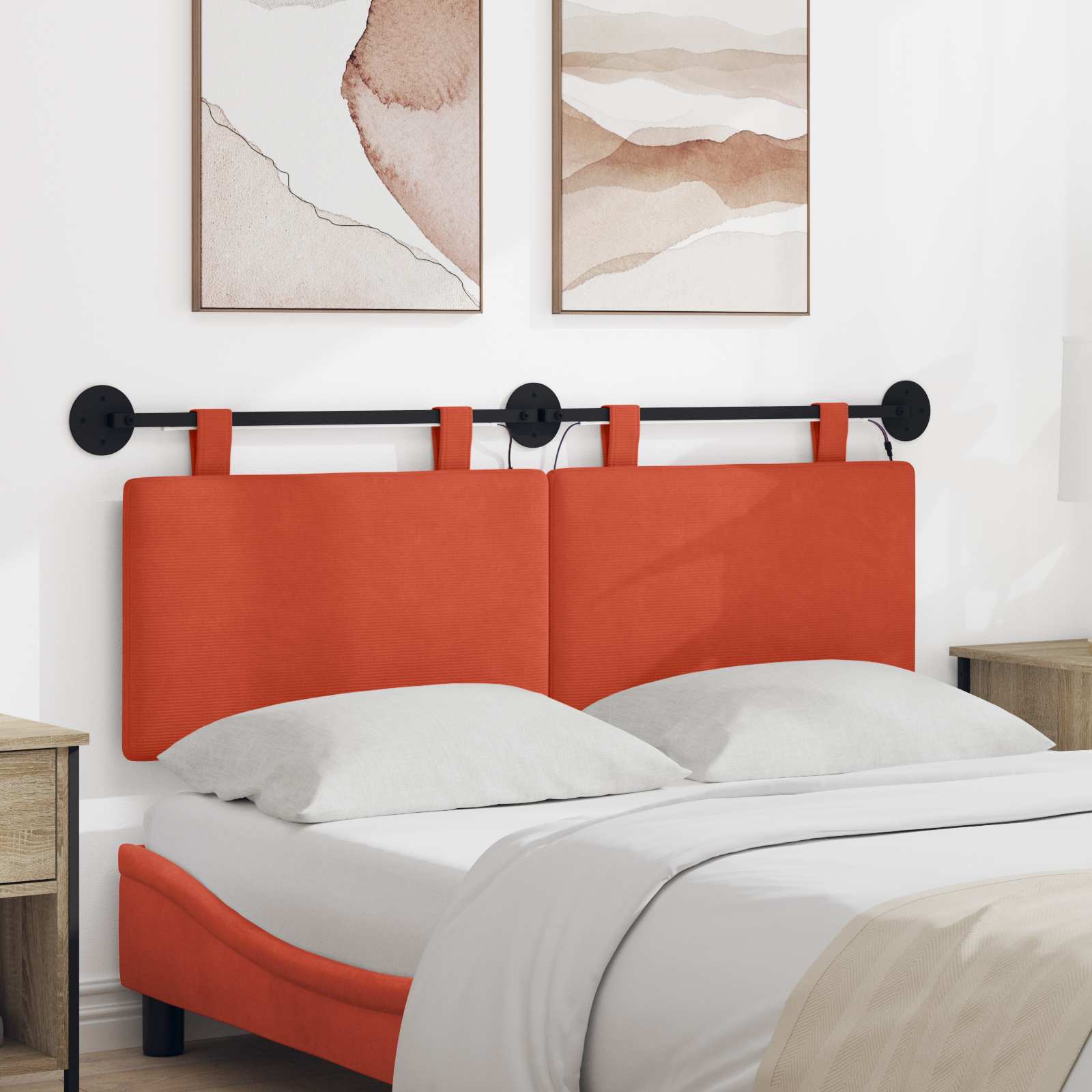Tête de lit suspendue Rouge orange Tissu en velours côtelé - XIOS