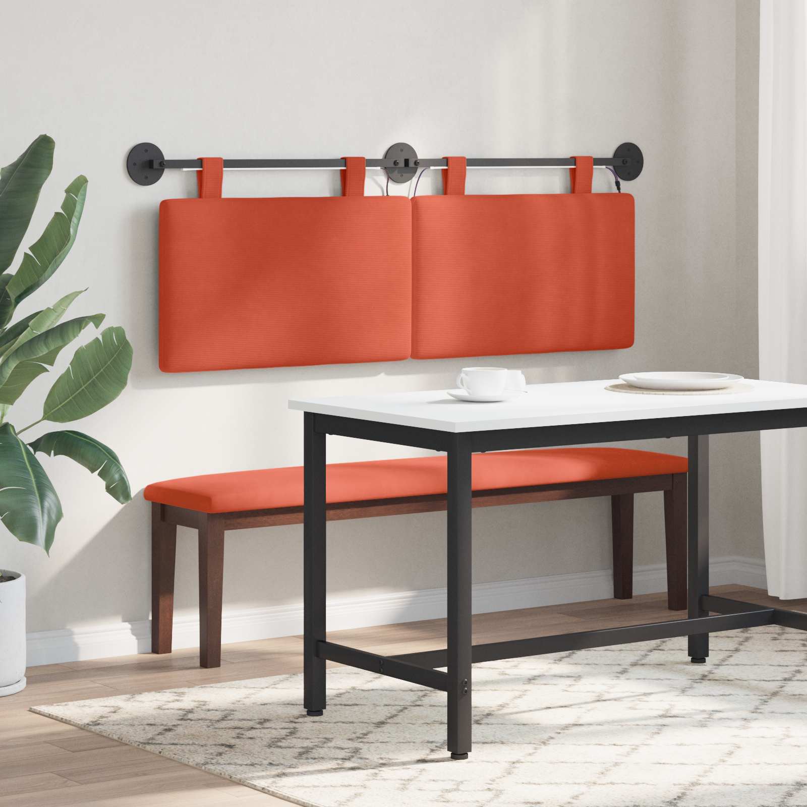 Tête de lit suspendue Rouge orange Tissu en velours côtelé - XIOS