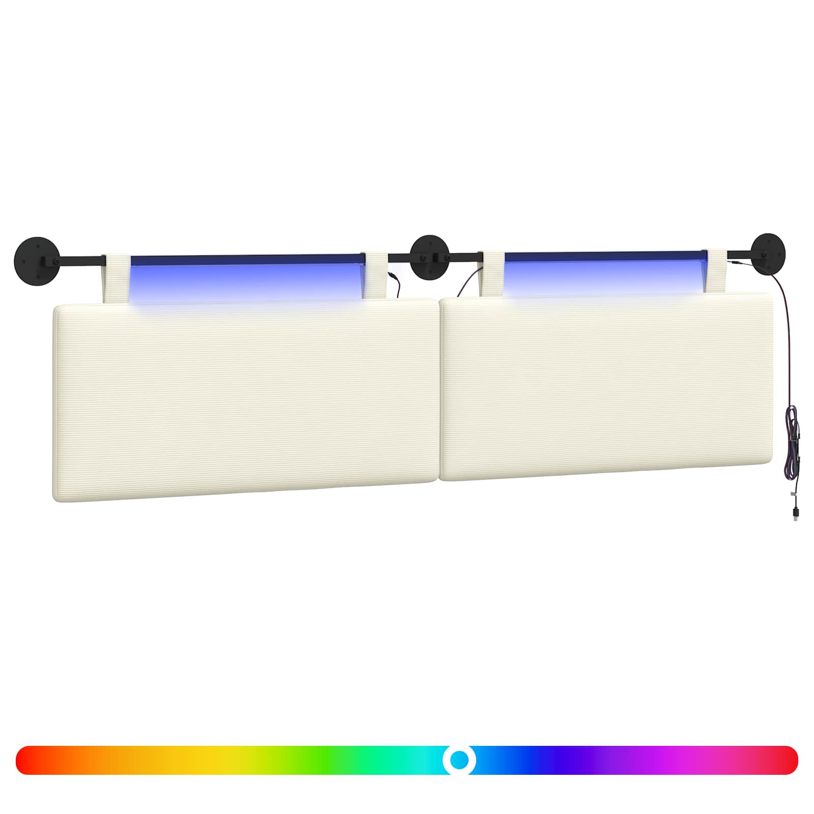Tête de lit suspendue Crème Tissu en velours côtelé - XIOS