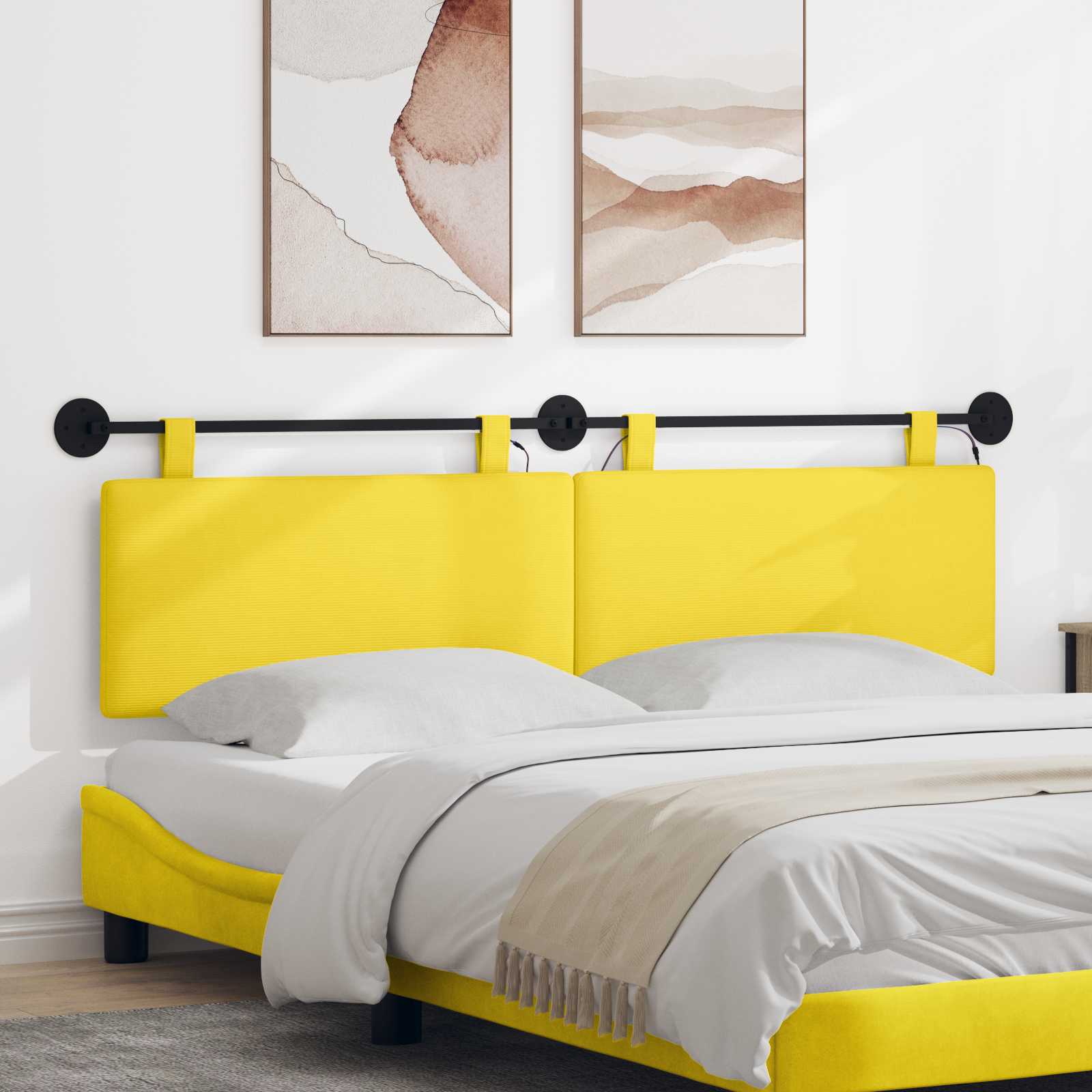 Tête de lit suspendue Jaune clair Tissu en velours côtelé - XIOS