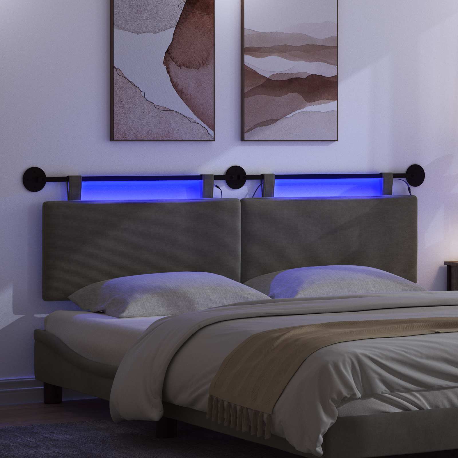 Tête de lit suspendue Gris foncé Tissu en velours côtelé - XIOS