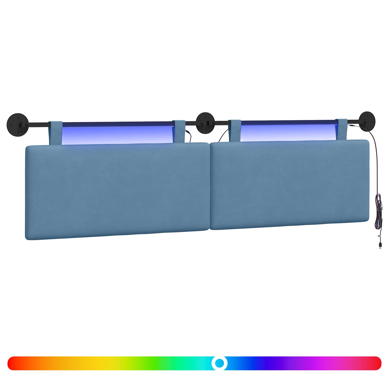 Tête de lit suspendue Bleu Tissu en velours côtelé - XIOS