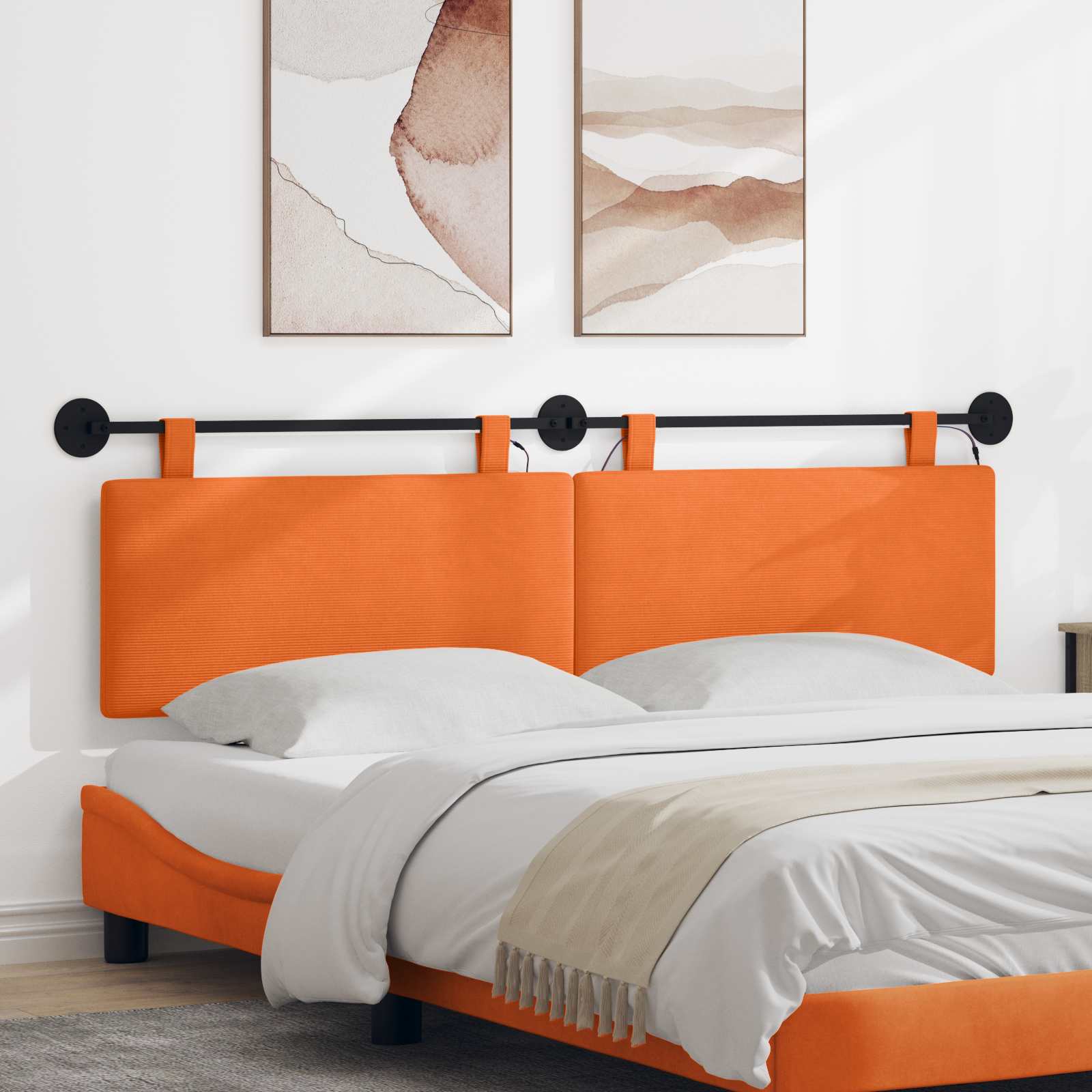 Tête de lit suspendue Orange Tissu en velours côtelé - XIOS