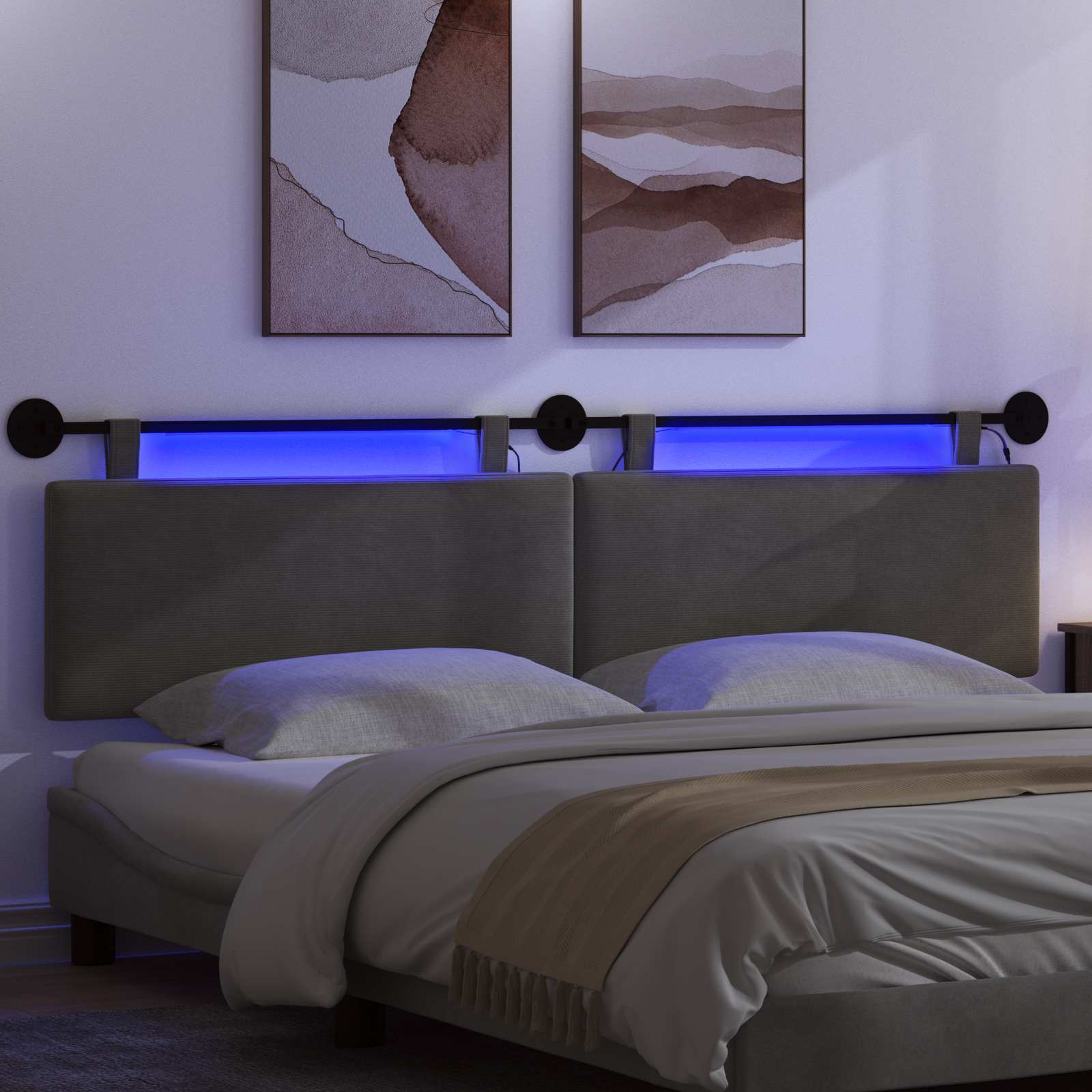 Tête de lit suspendue Gris foncé Tissu en velours côtelé - XIOS