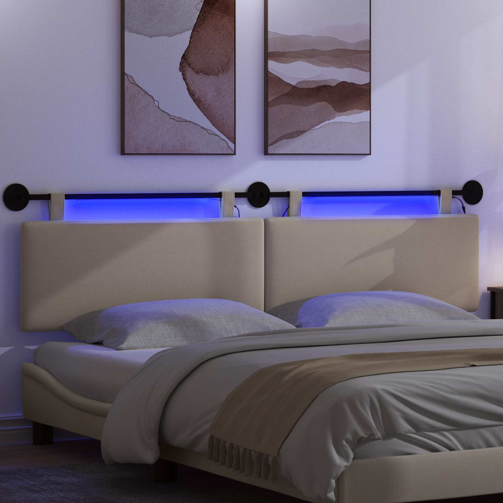 Tête de lit suspendue Gris Vert Clair Tissu en velours côtelé - XIOS