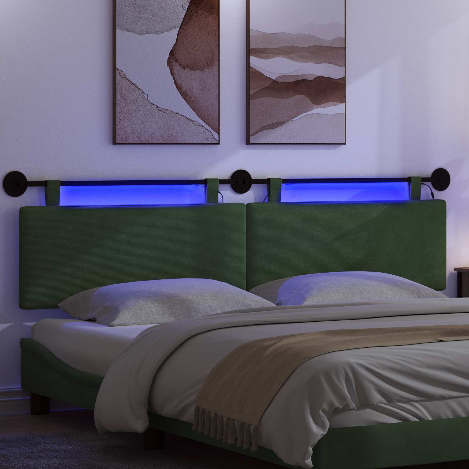 Tête de lit suspendue Vert Jungle Tissu en velours côtelé - XIOS