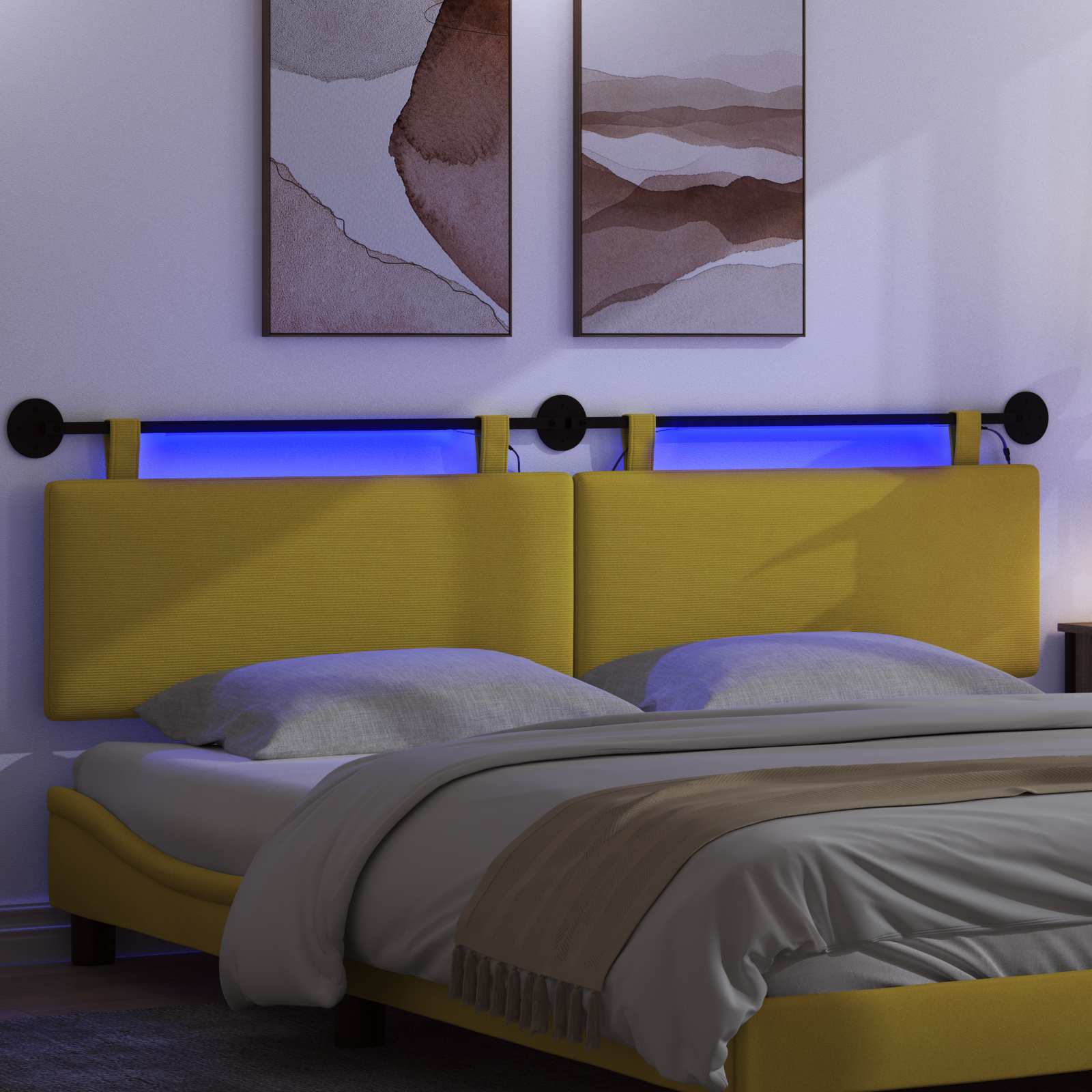Tête de lit suspendue Jaune clair Tissu en velours côtelé - XIOS