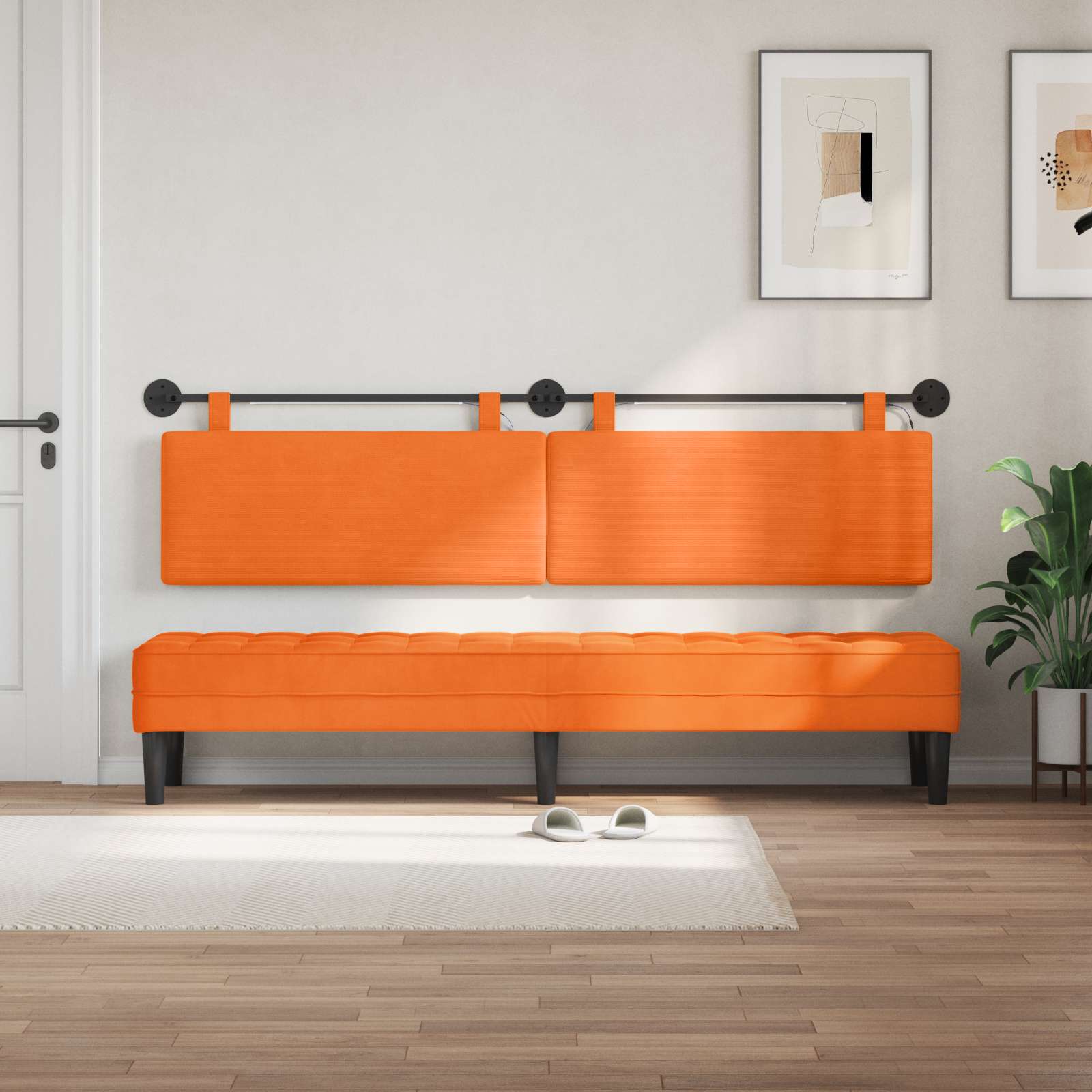 Tête de lit suspendue Orange Tissu en velours côtelé - XIOS