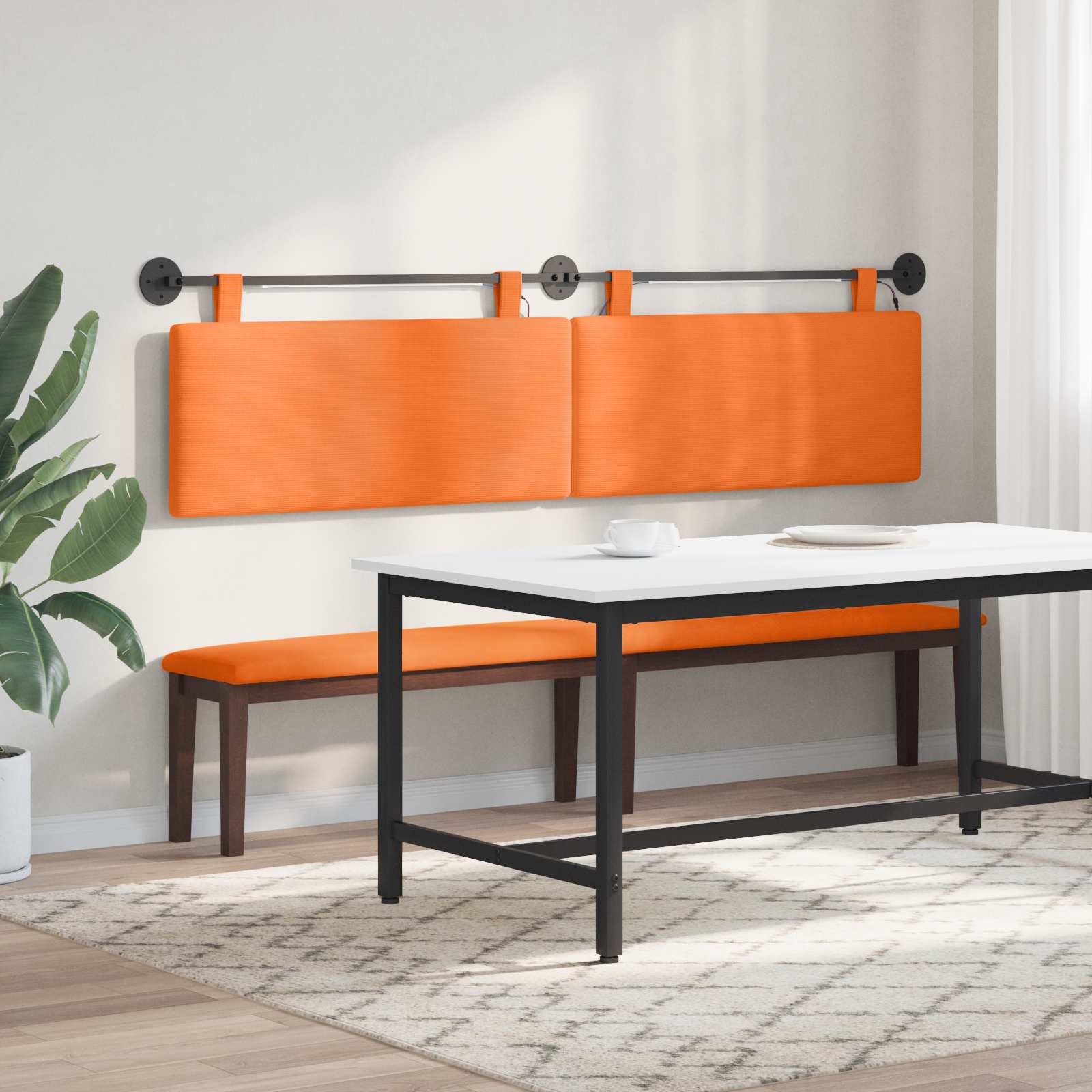 Tête de lit suspendue Orange Tissu en velours côtelé - XIOS
