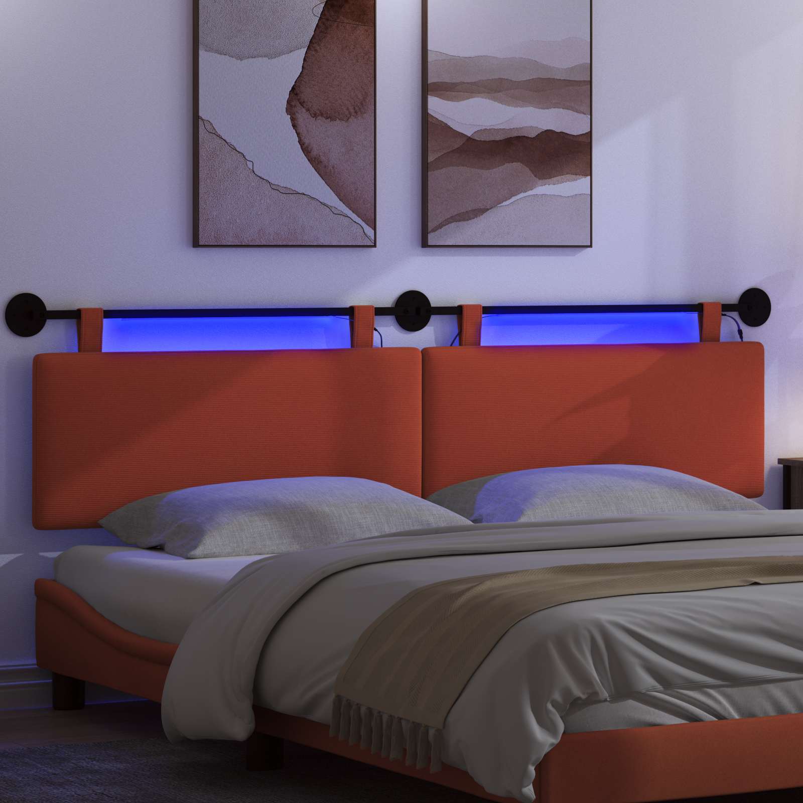 Tête de lit suspendue Rouge orange Tissu en velours côtelé - XIOS