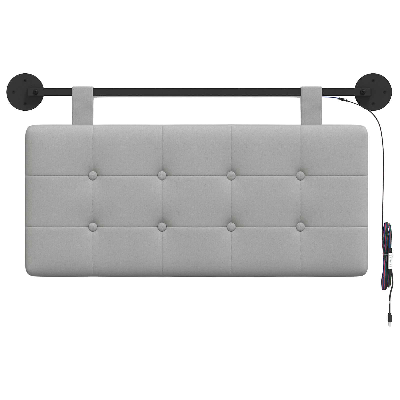 Tête de lit suspendue Avec lumière LED Gris nuage Tissu - XIOS