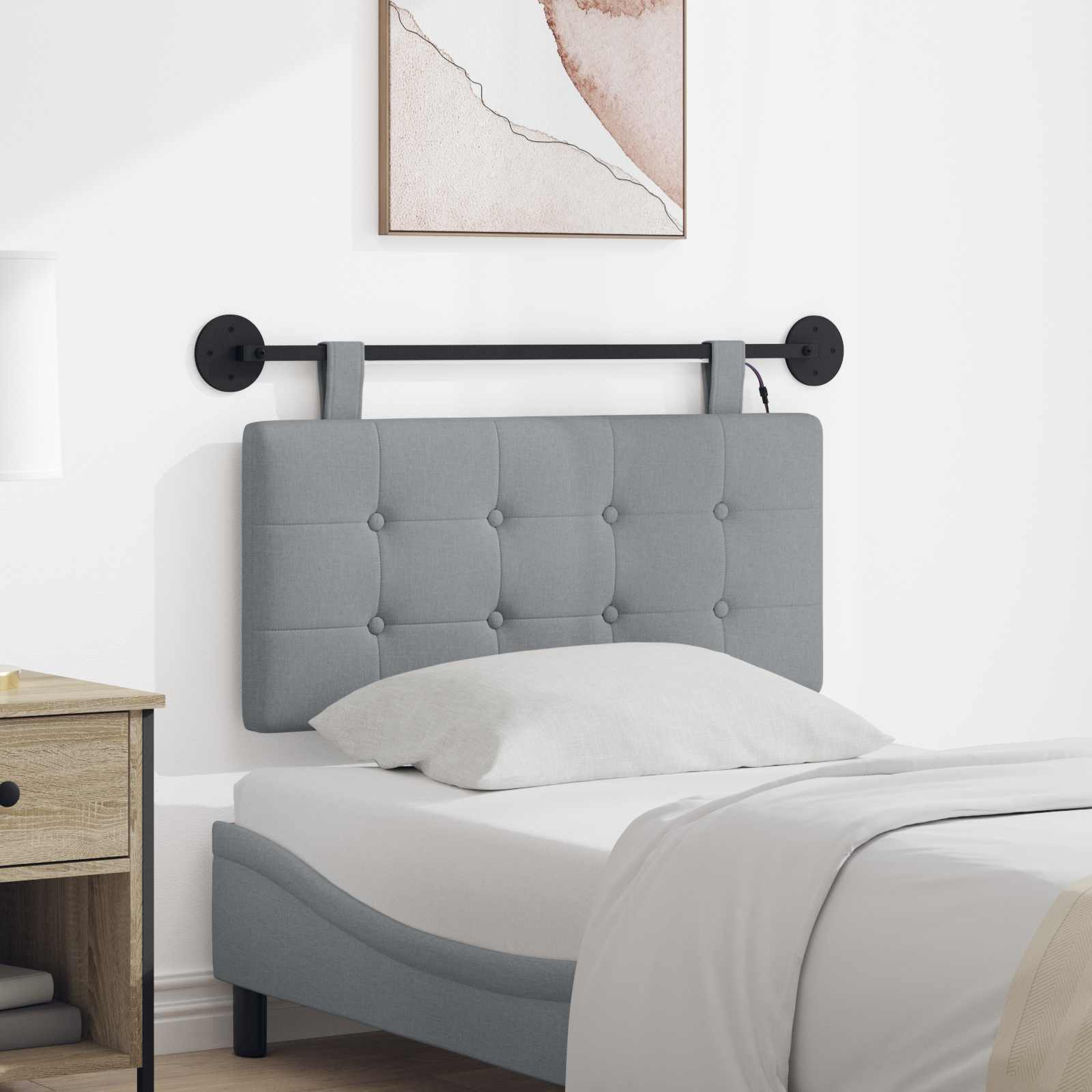 Tête de lit suspendue Avec lumière LED Gris clair Tissu - XIOS