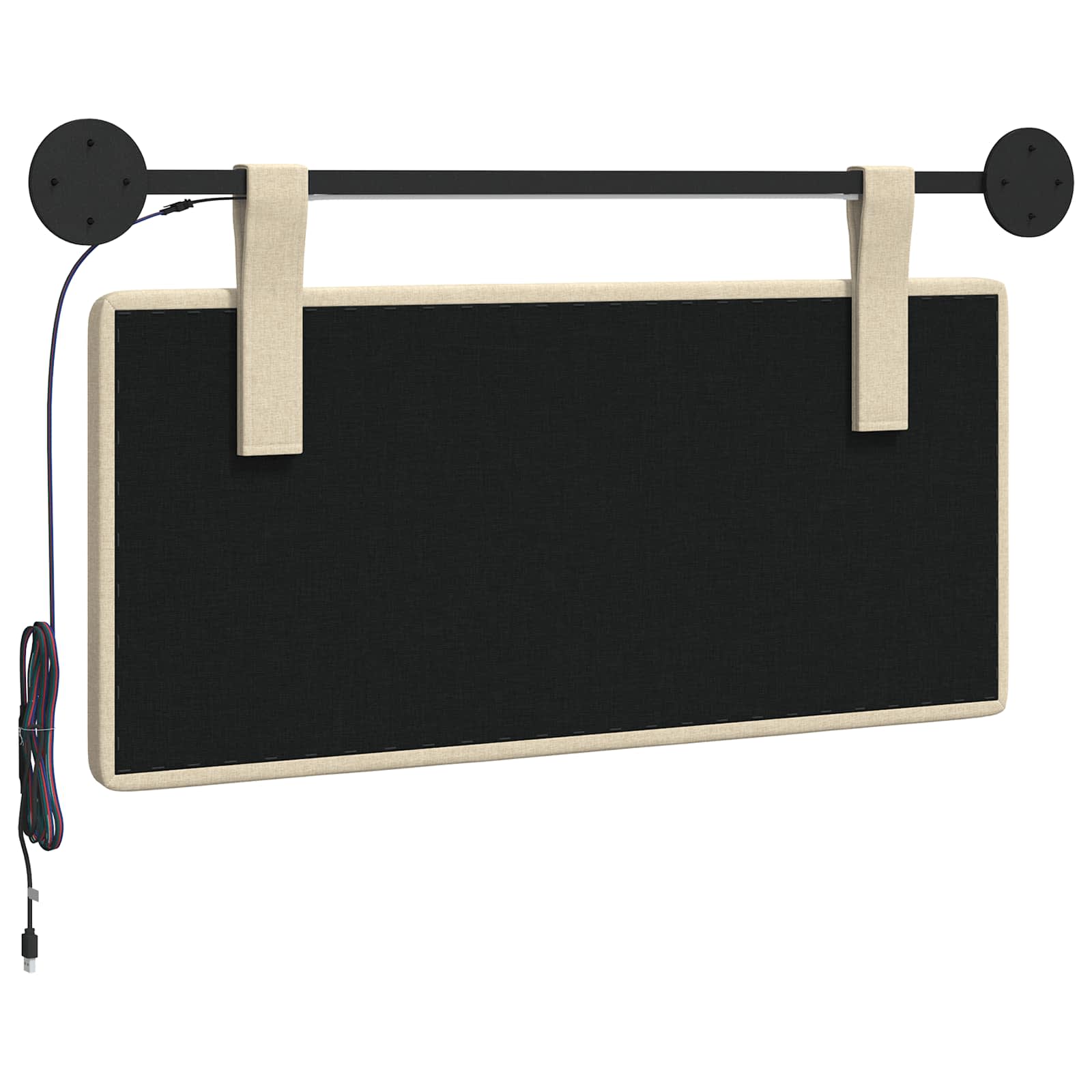Tête de lit suspendue Avec lumière LED Crème Tissu - XIOS
