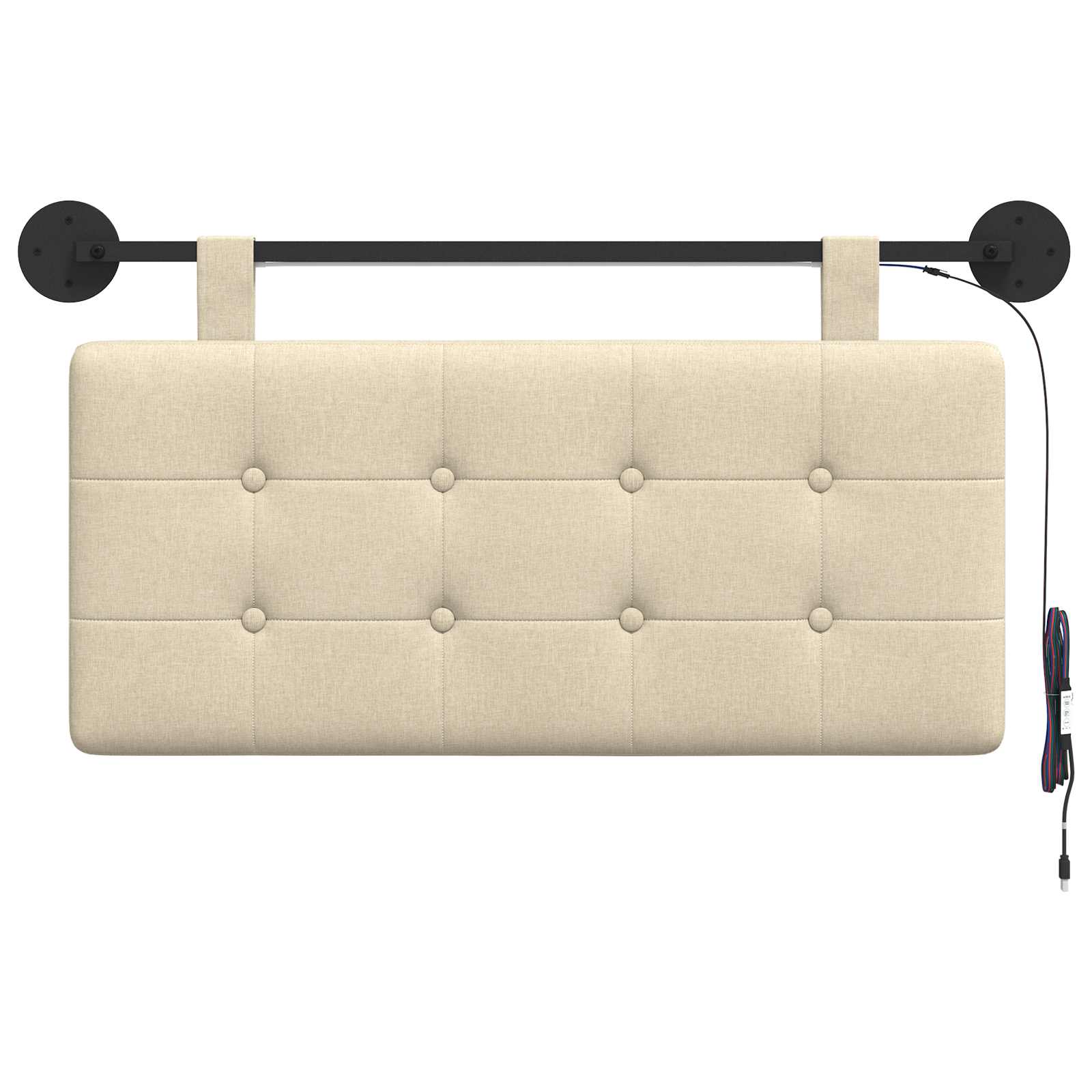 Tête de lit suspendue Avec lumière LED Crème Tissu - XIOS
