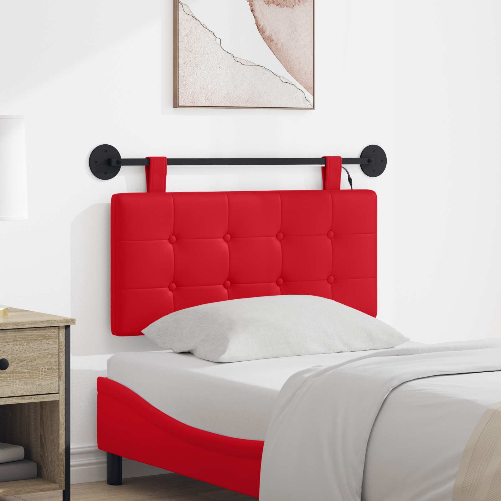 Tête de lit suspendue Avec lumière LED Rouge Simili cuir - XIOS