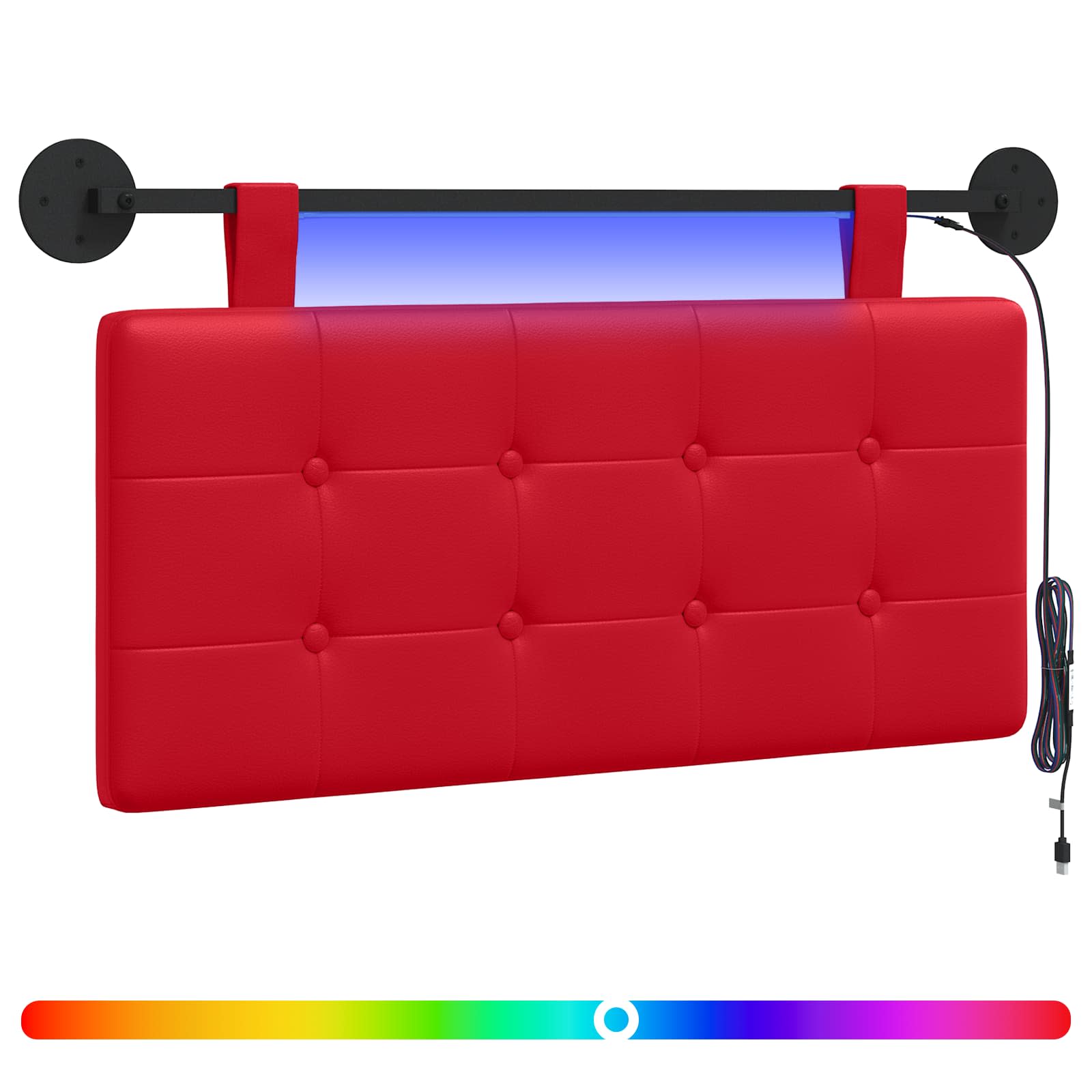 Tête de lit suspendue Avec lumière LED Rouge Simili cuir - XIOS