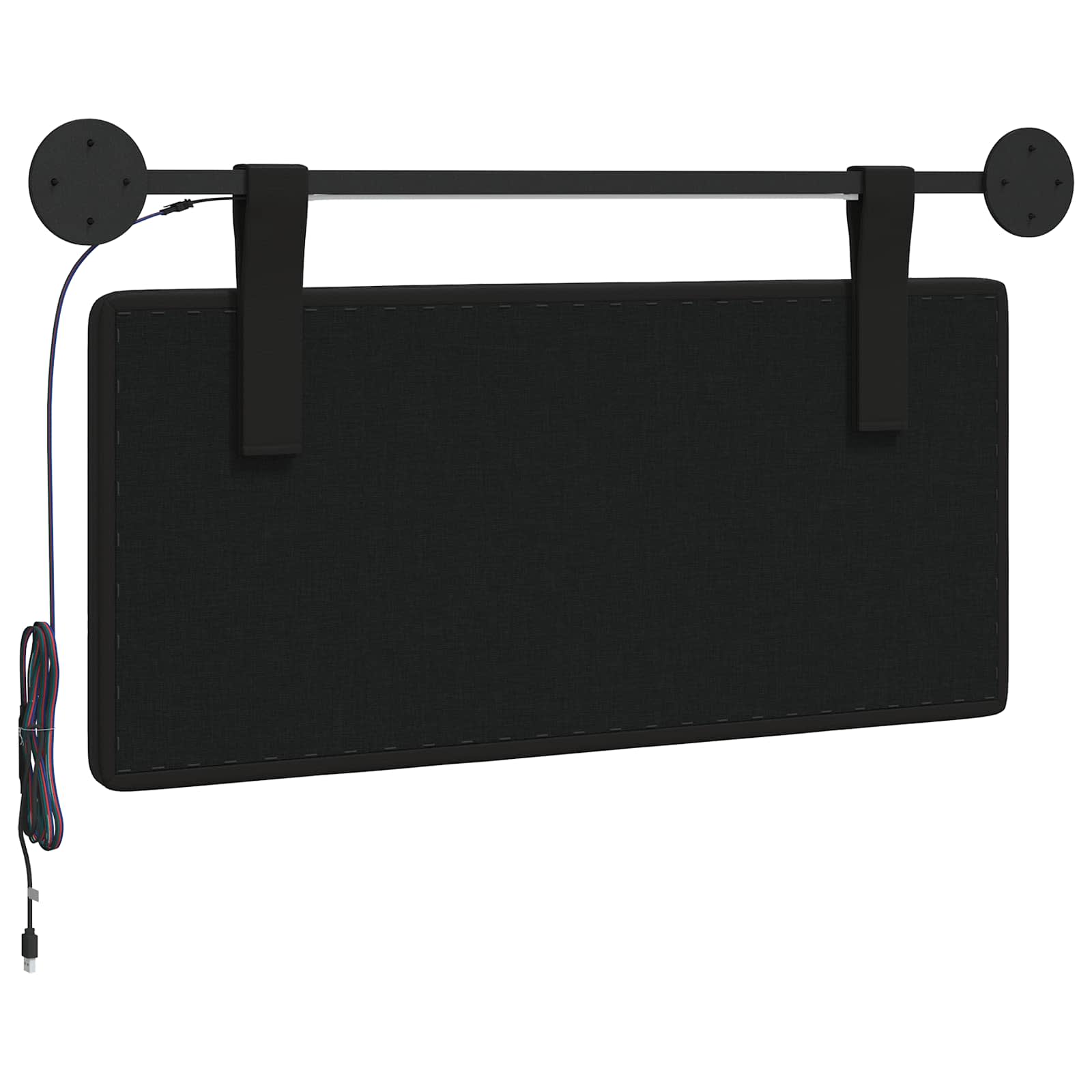 Tête de lit suspendue Avec lumière LED Noir Simili cuir - XIOS