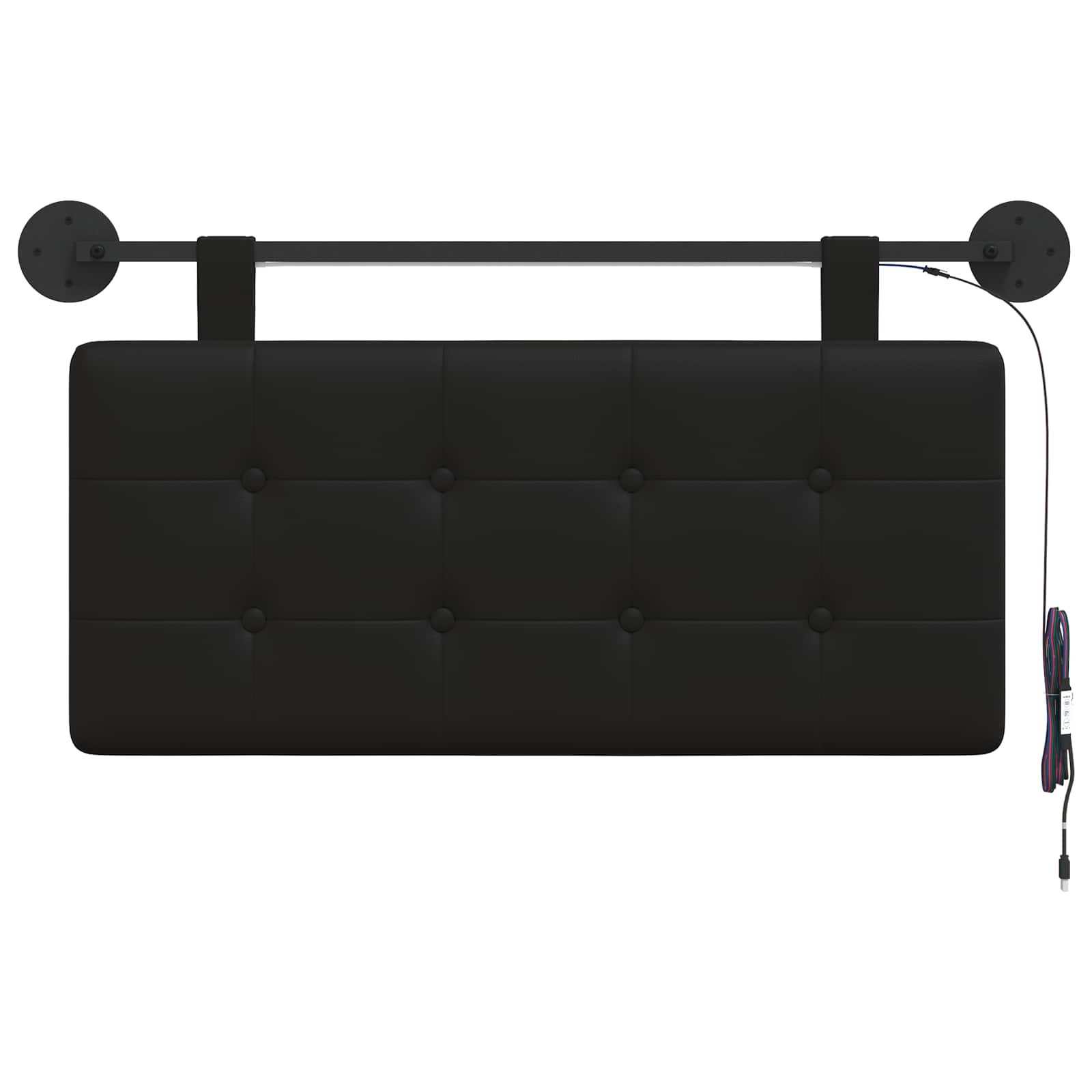 Tête de lit suspendue Avec lumière LED Noir Simili cuir - XIOS