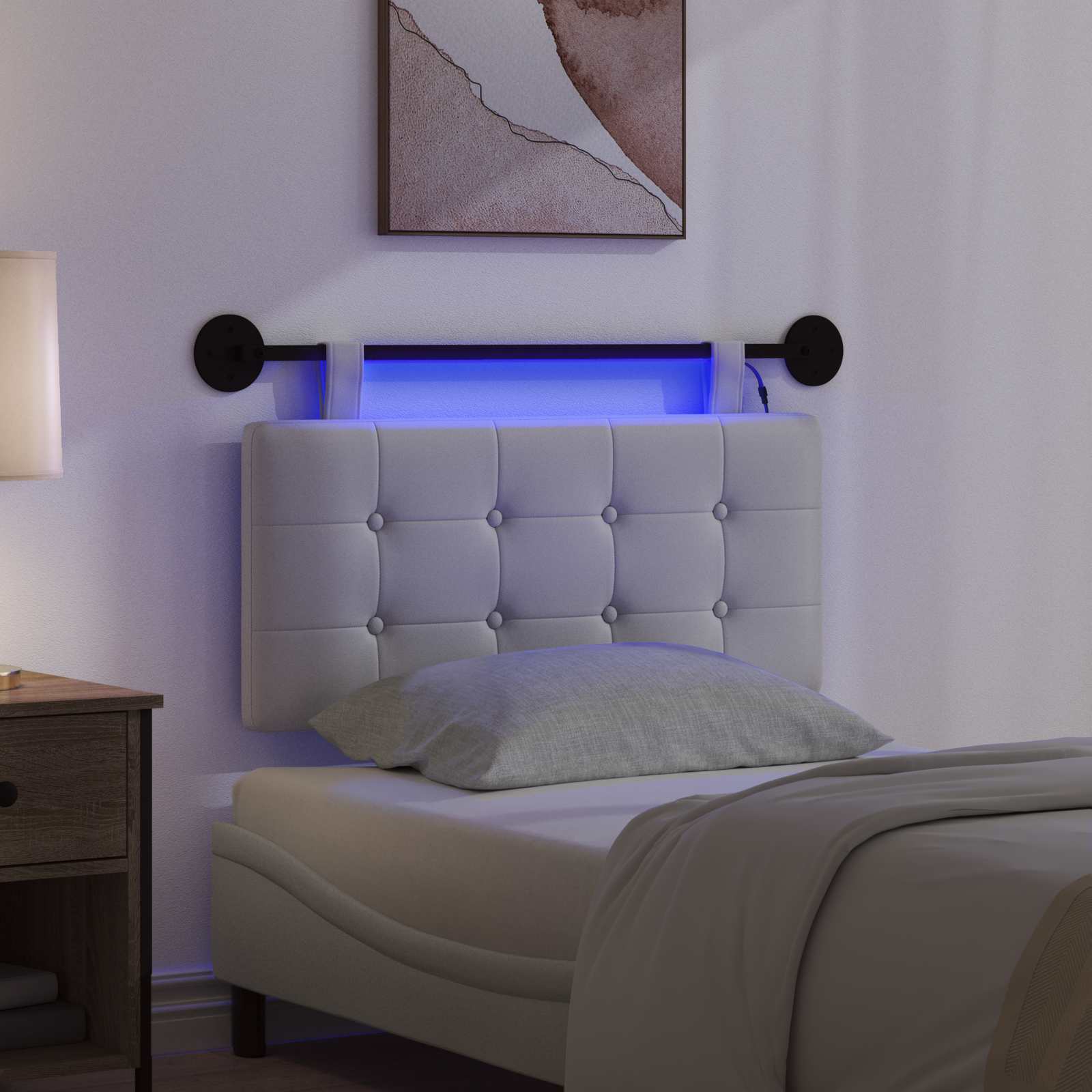 Tête de lit suspendue Avec lumière LED Blanc Simili cuir - XIOS