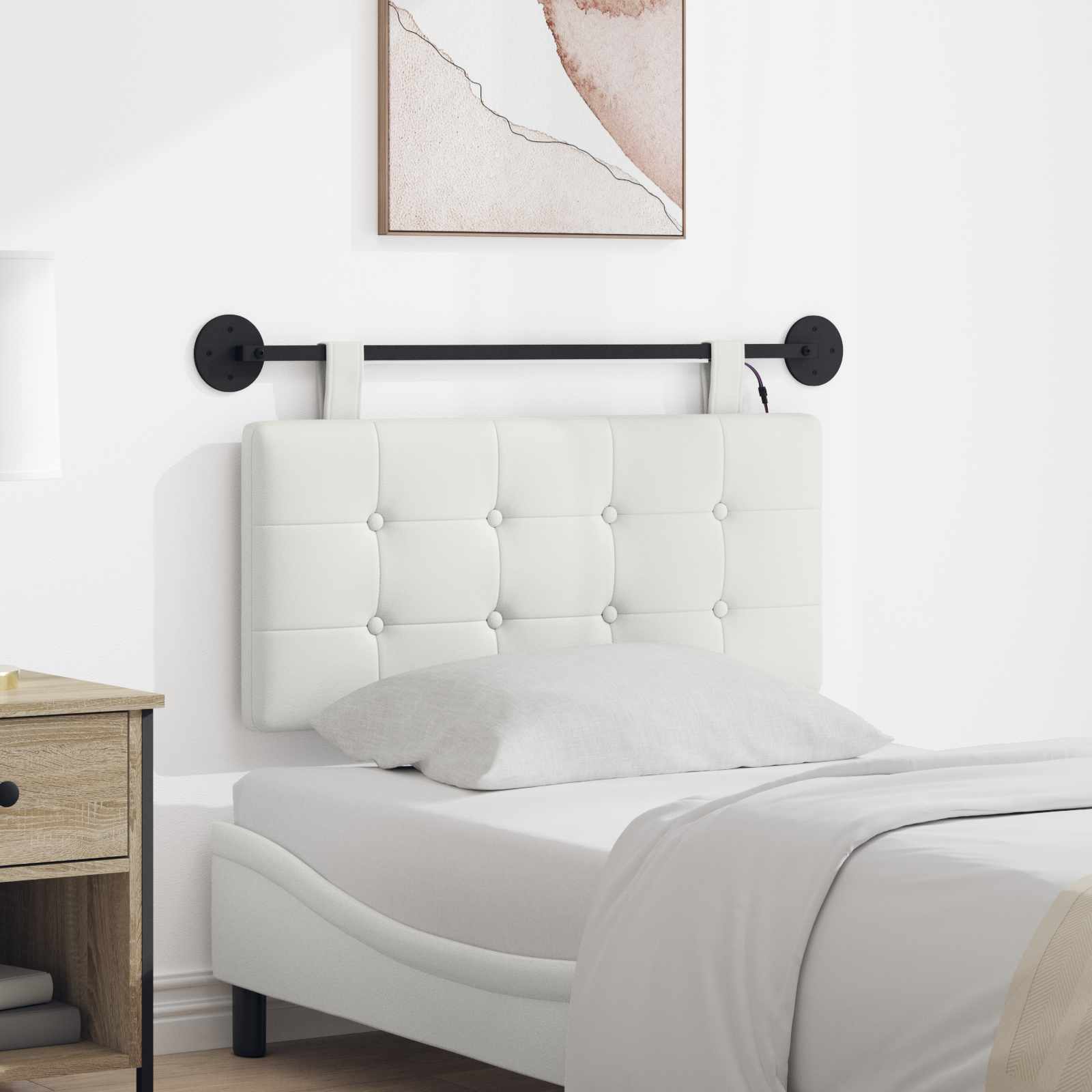 Tête de lit suspendue Avec lumière LED Blanc Simili cuir - XIOS