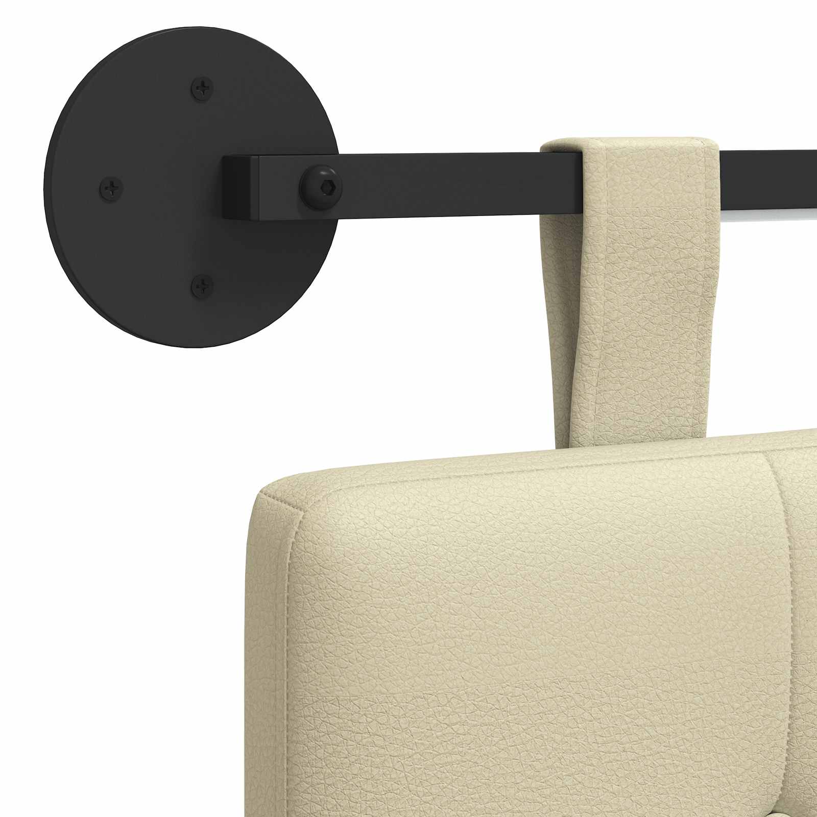 Tête de lit suspendue Avec lumière LED Crème Simili cuir - XIOS