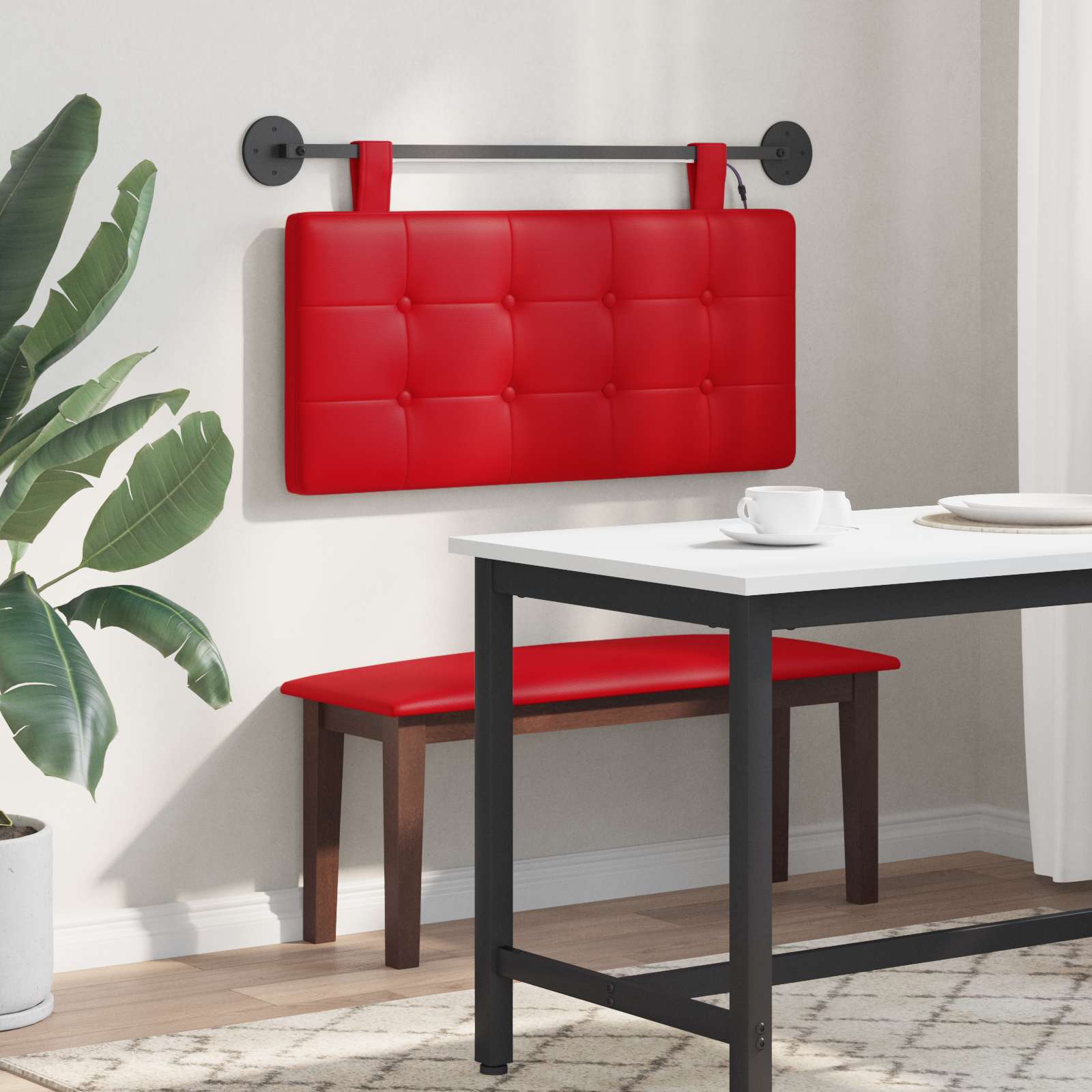 Tête de lit suspendue Avec lumière LED Rouge Simili cuir - XIOS