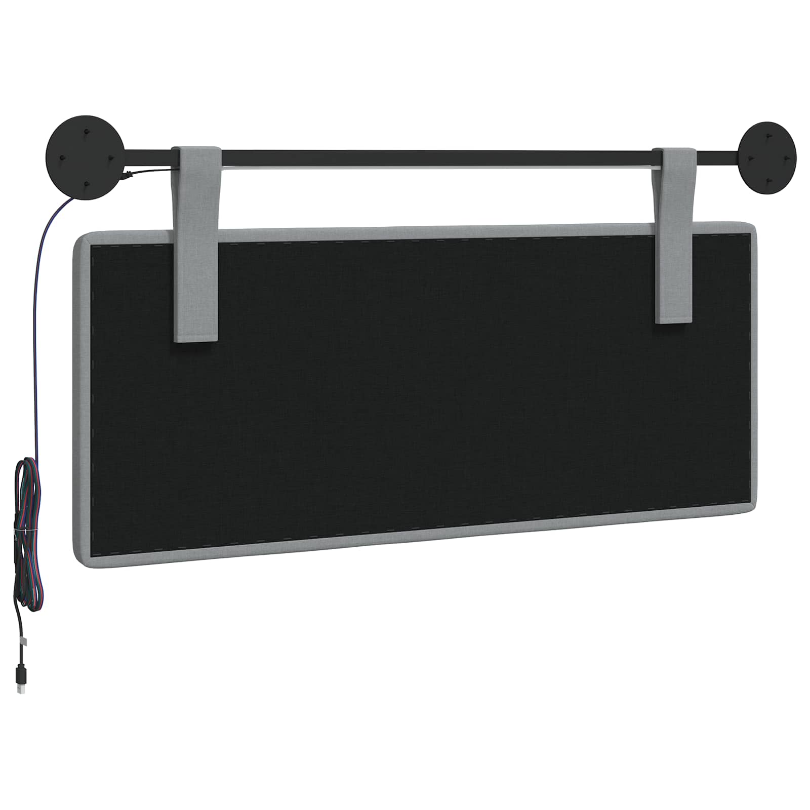 Tête de lit suspendue Avec lumière LED Gris clair Tissu - XIOS