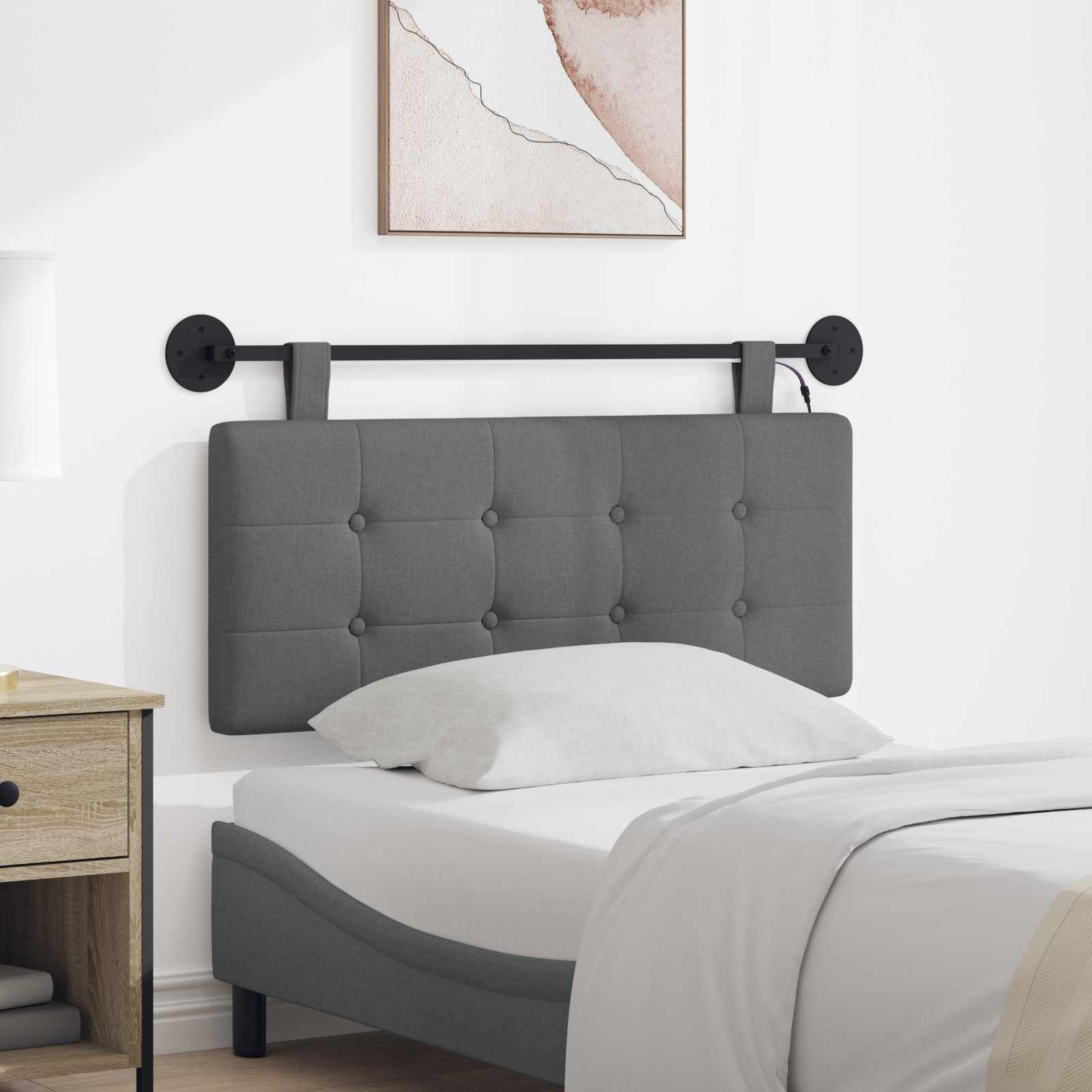 Tête de lit suspendue Avec lumière LED Gris foncé Tissu - XIOS