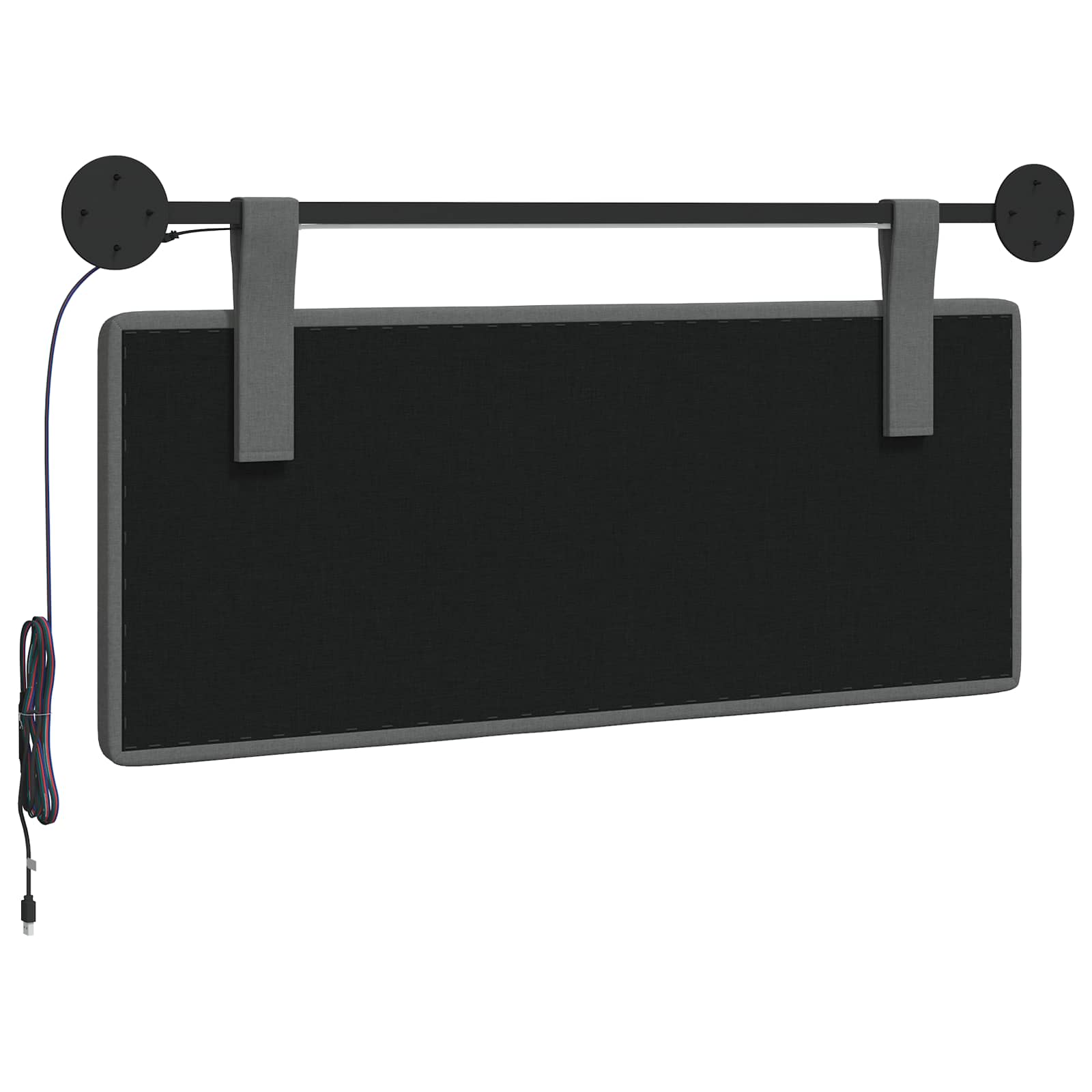 Tête de lit suspendue Avec lumière LED Gris foncé Tissu - XIOS
