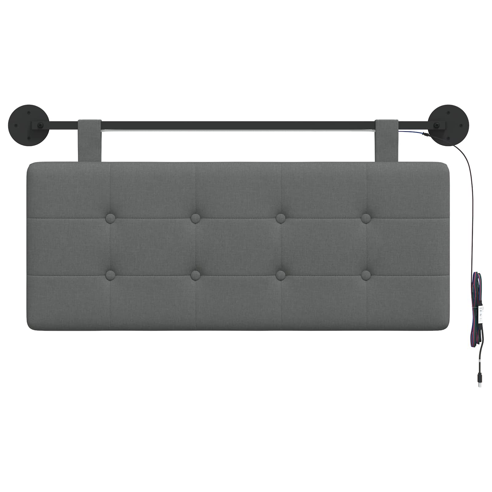Tête de lit suspendue Avec lumière LED Gris foncé Tissu - XIOS