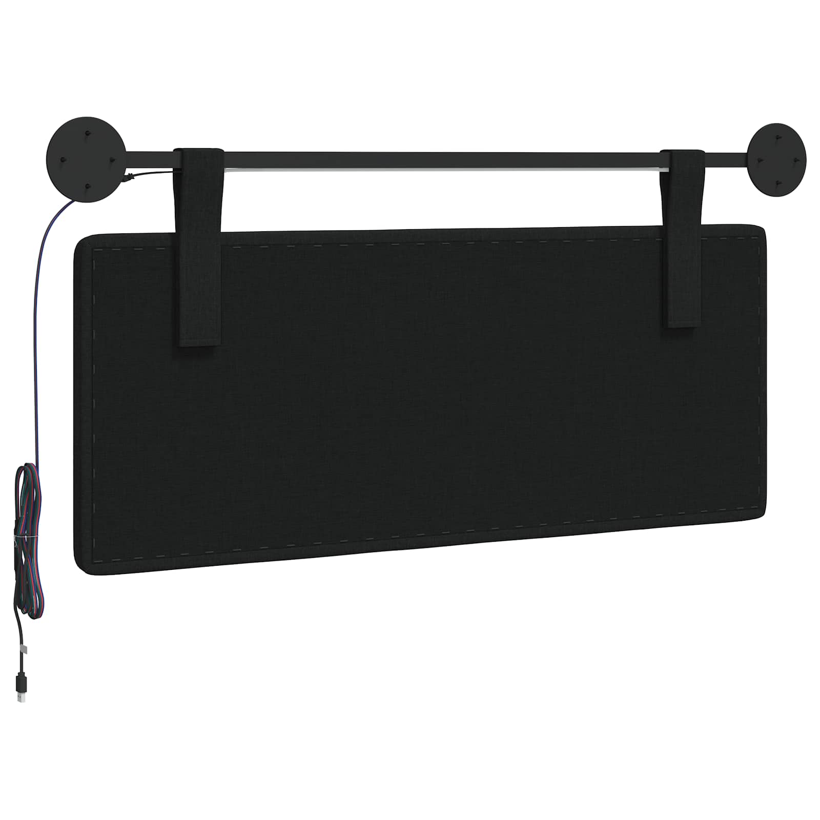 Tête de lit suspendue Avec lumière LED Noir Tissu - XIOS