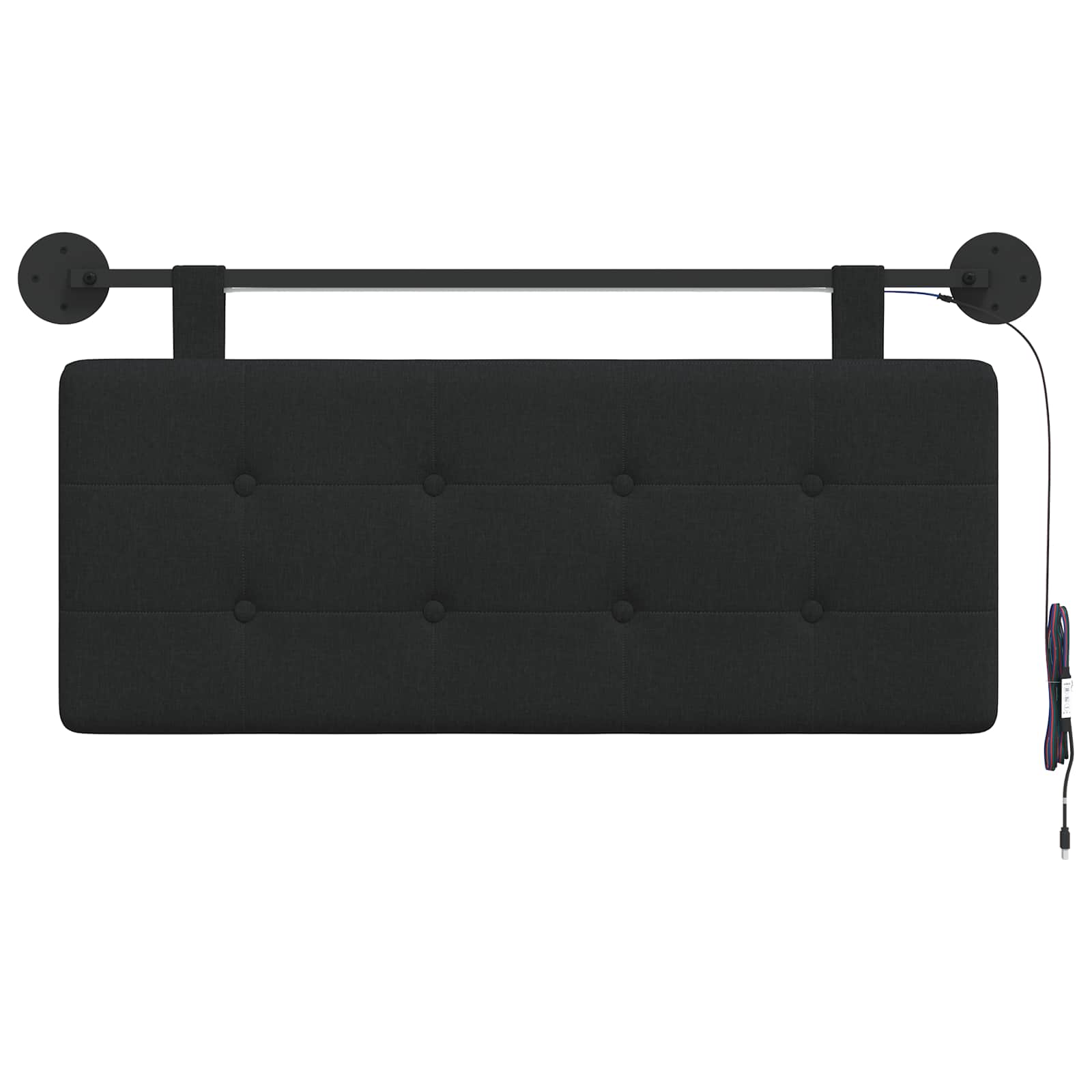 Tête de lit suspendue Avec lumière LED Noir Tissu - XIOS