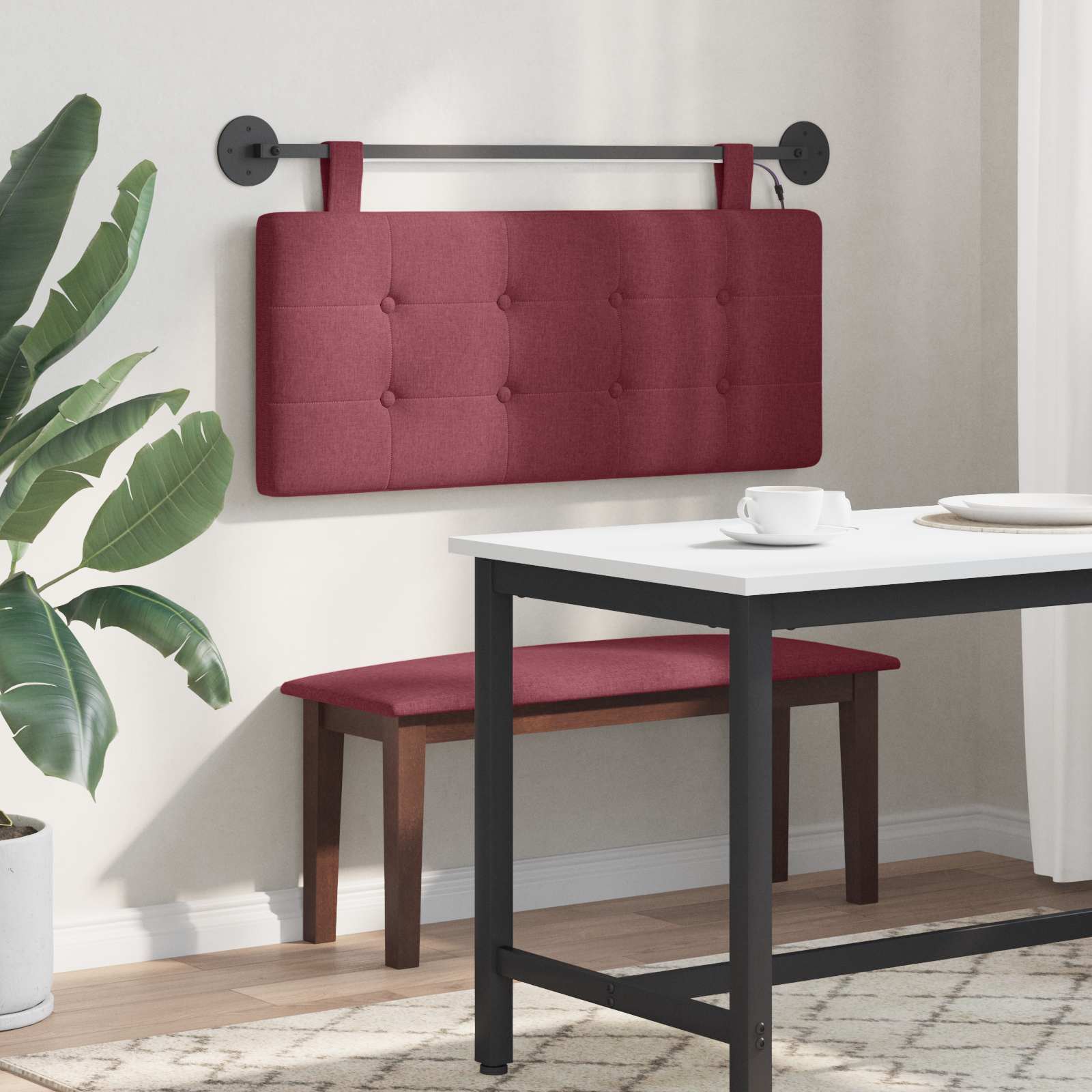 Tête de lit suspendue Avec lumière LED Bordeaux Tissu - XIOS