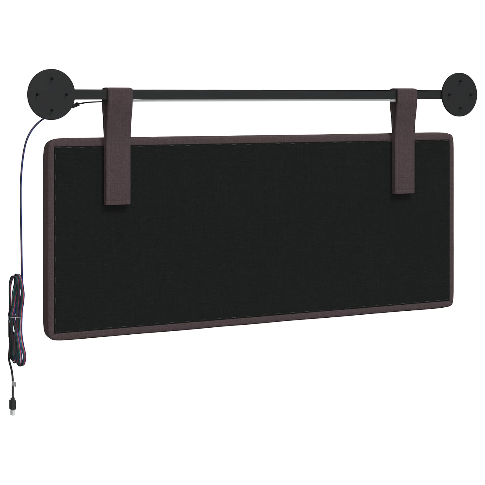 Tête de lit suspendue Avec lumière LED Marron foncé Tissu - XIOS