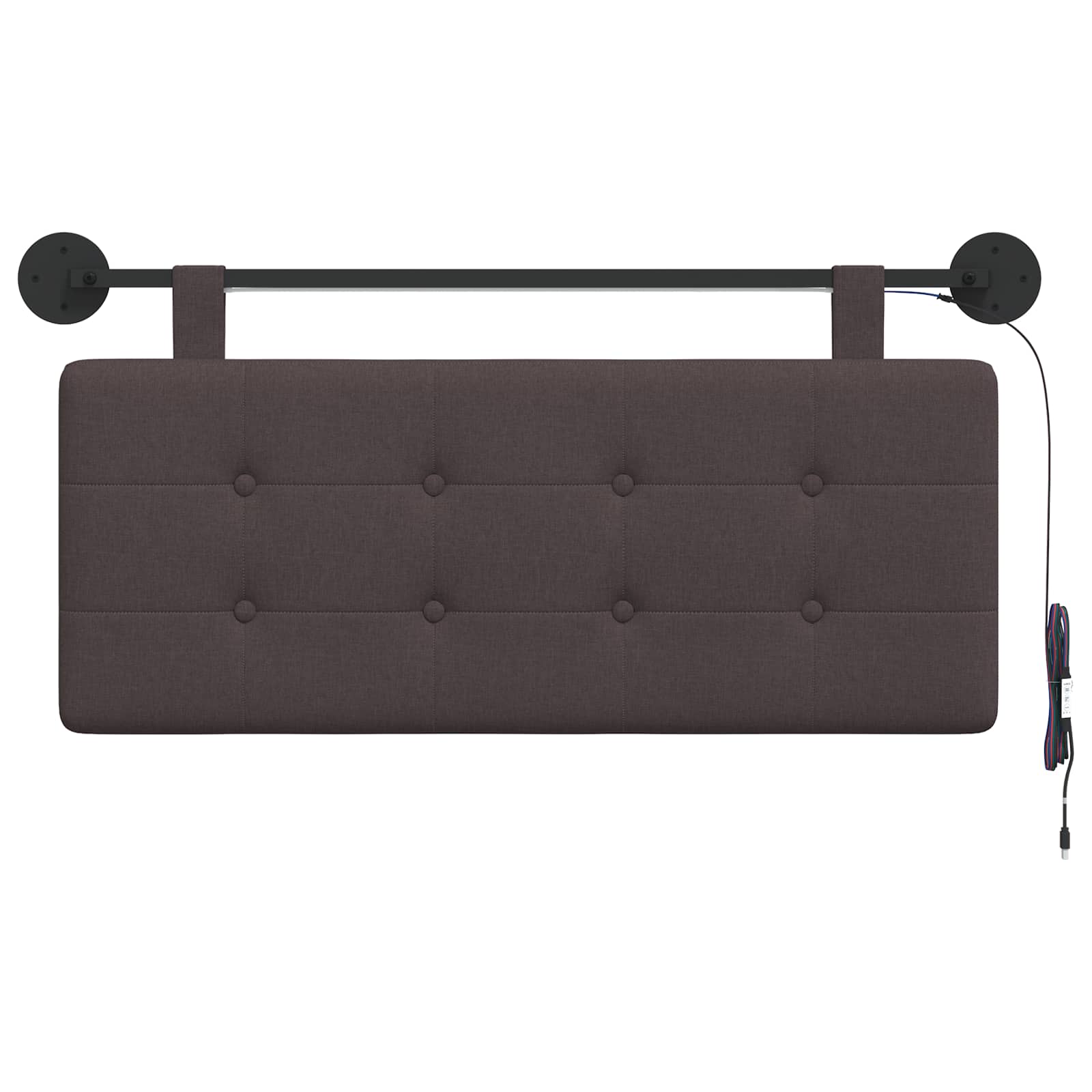 Tête de lit suspendue Avec lumière LED Marron foncé Tissu - XIOS