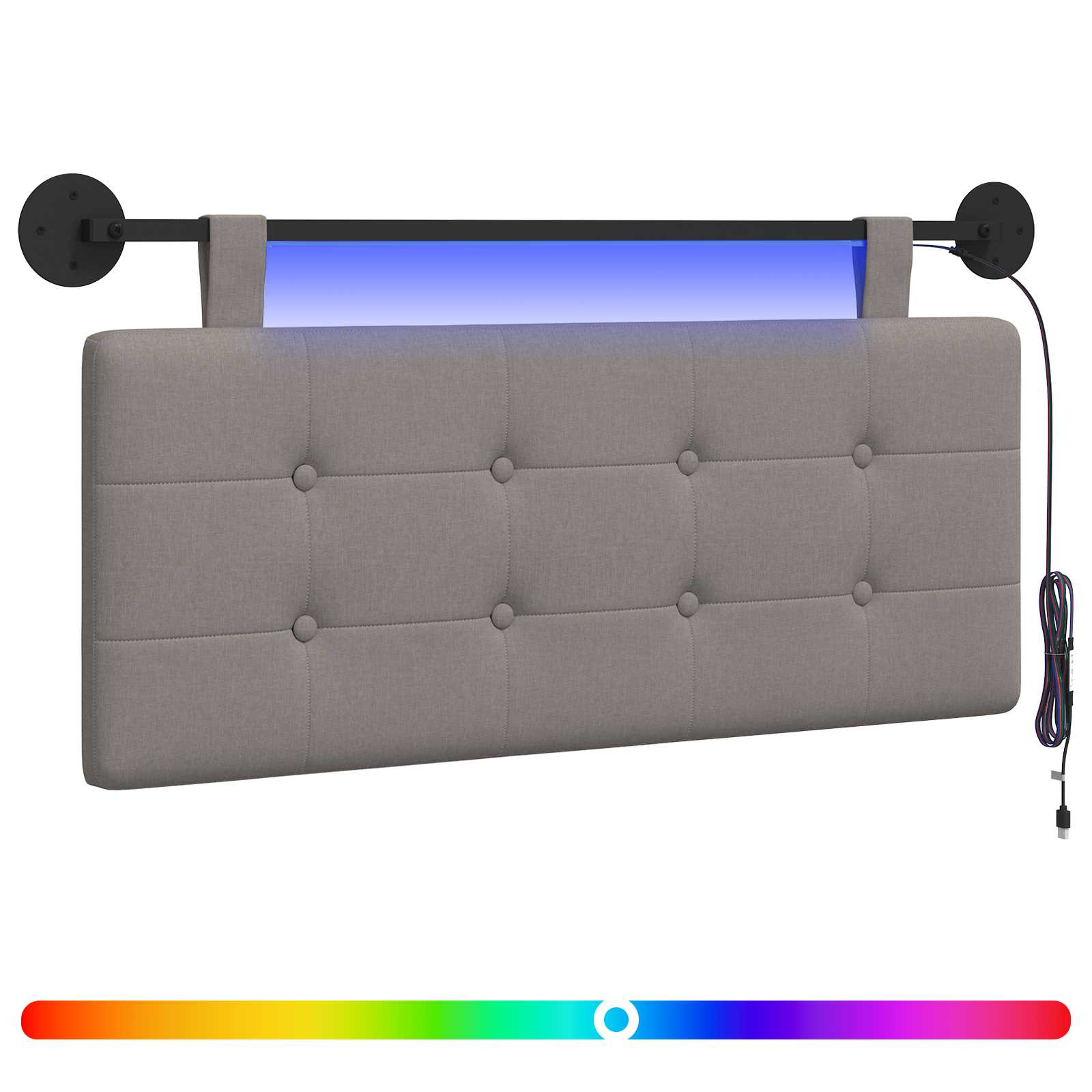 Tête de lit suspendue Avec lumière LED Taupe Tissu - XIOS