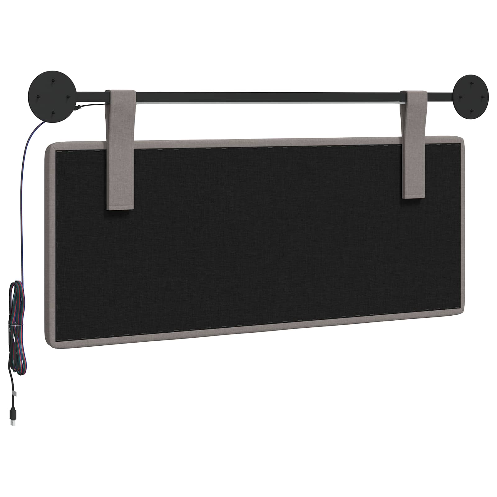 Tête de lit suspendue Avec lumière LED Taupe Tissu - XIOS